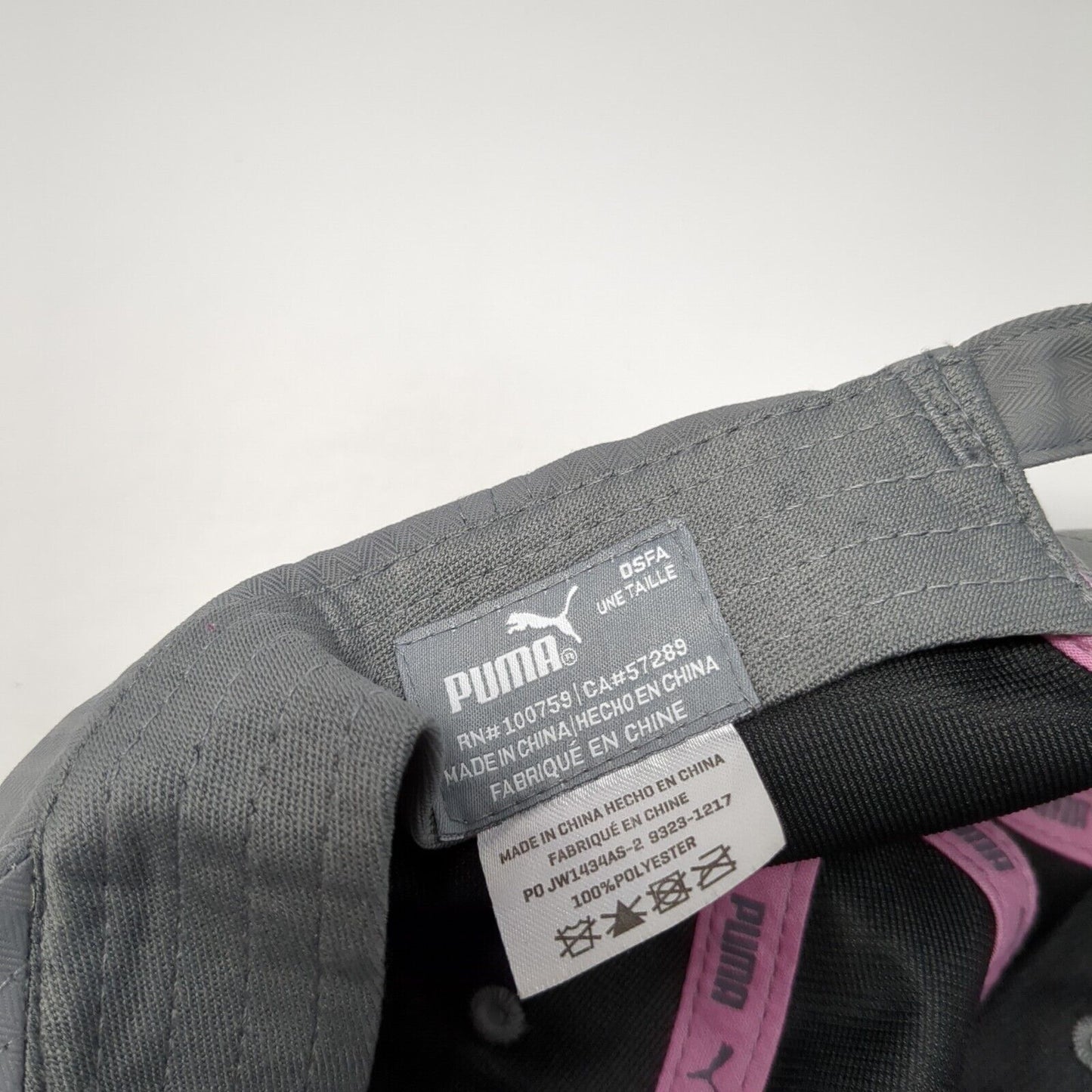 PUMA Slideback Hat Gray One Size Adjustable Embroidered Vented Holes 6 Panel