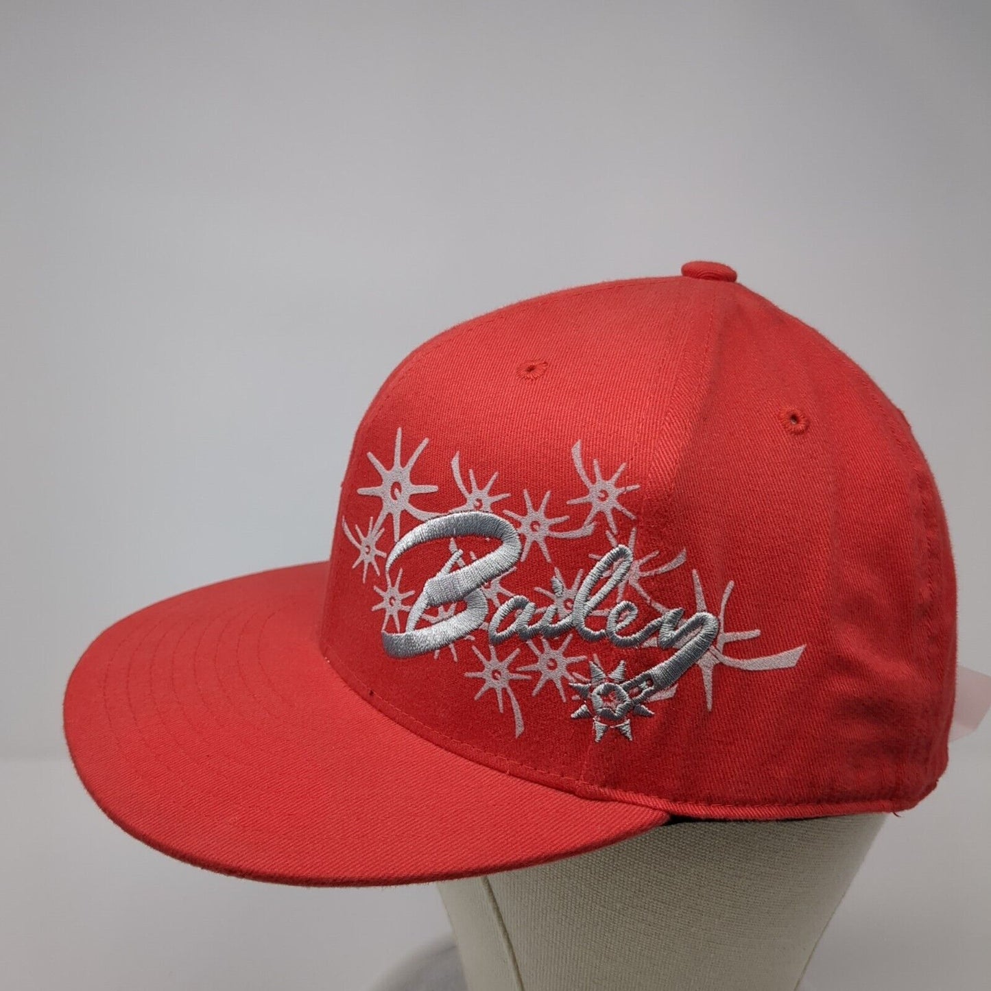 Bailey Fitted Hat Red 7 1/4-7 5/8 Embroidered Flexfit Solid 6 Panel