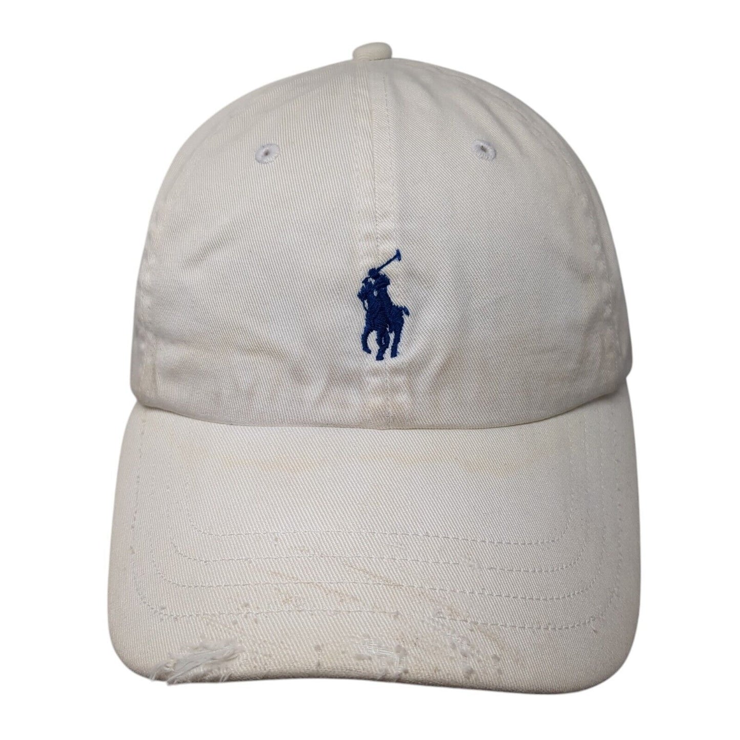 Polo Ralph Lauren Slideback Hat White OS Adjustable Embroidered Distressed