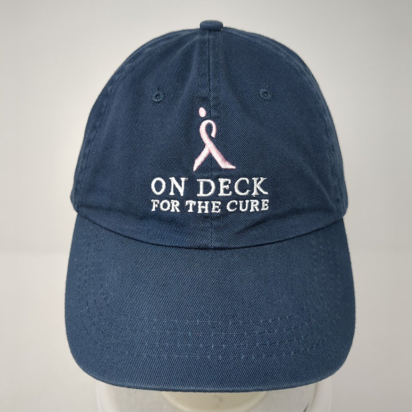 On Deck For The Cure Slideback Hat Blue One Size Adjustable Embroidered Cotton