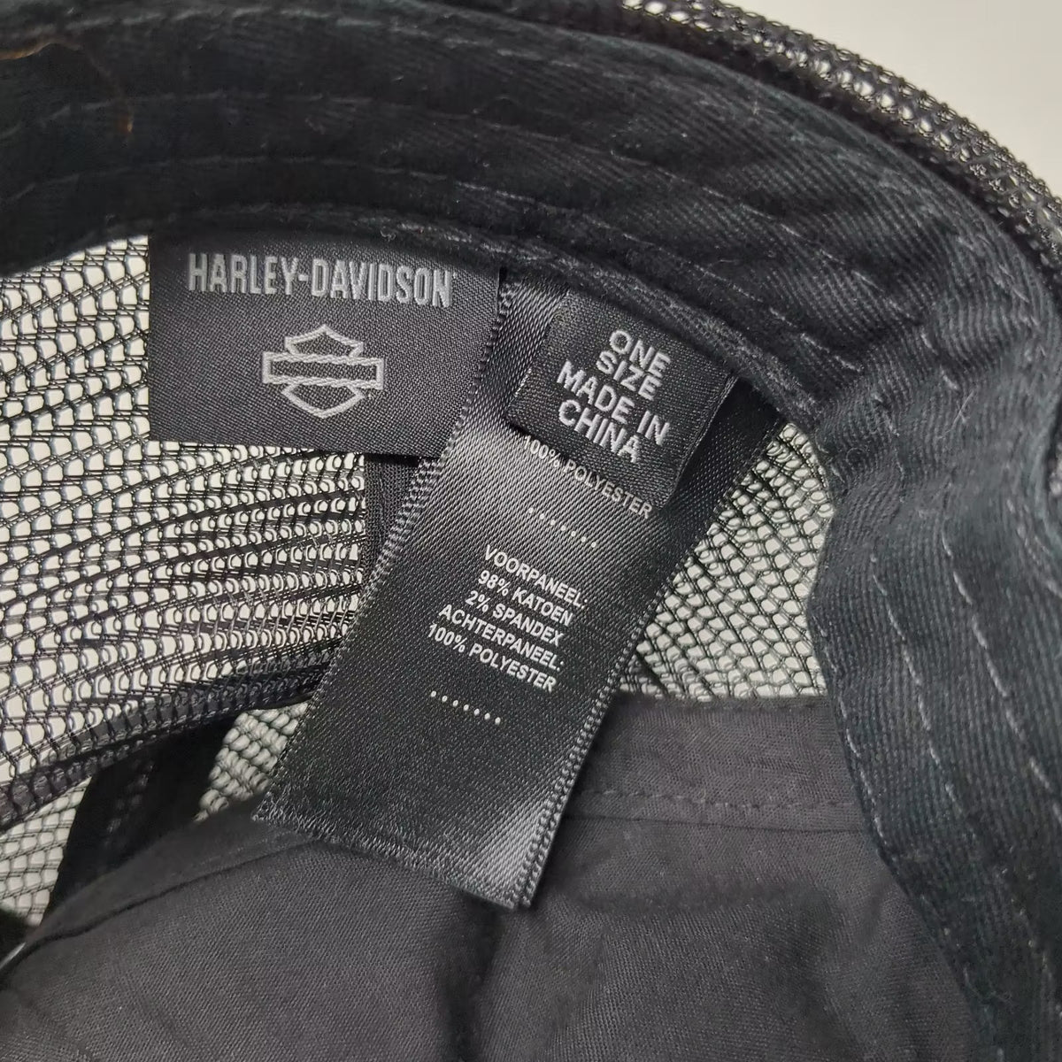 Harley-Davidson Black Trucker Hat One Size Snapback Tonal Embroidered Adjustable
