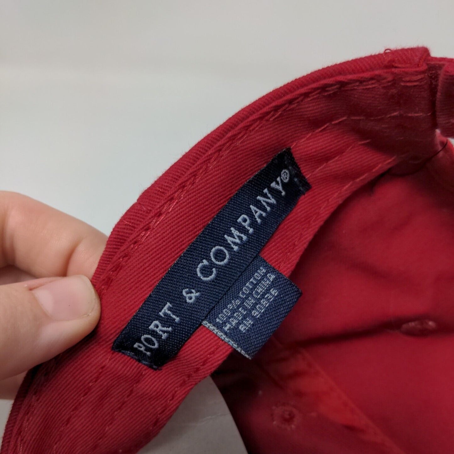 Port & Company Strapback Hat Red One Size Adjustable Vented Holes 6 Panel Blank