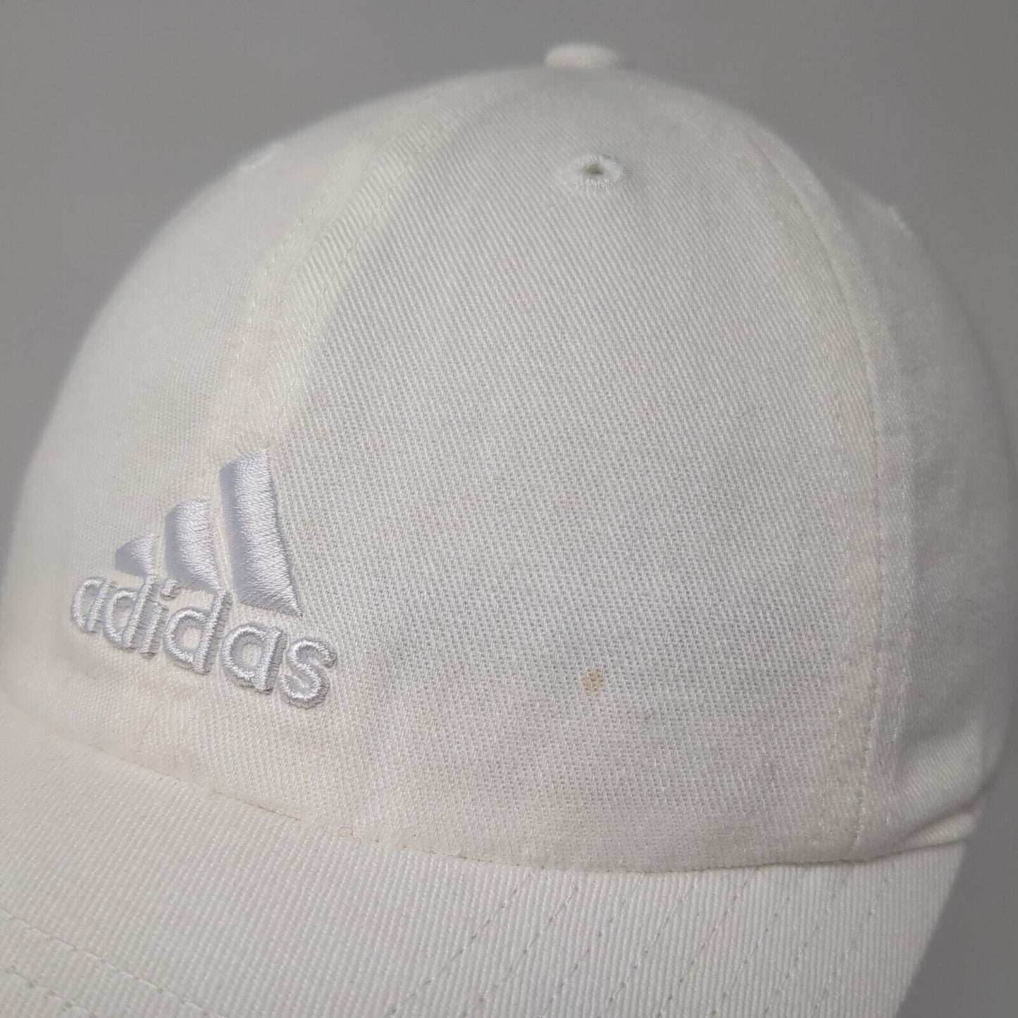 Adidas Slideback Hat White One Size Adjustable Embroidered Aeroready 6 Panel