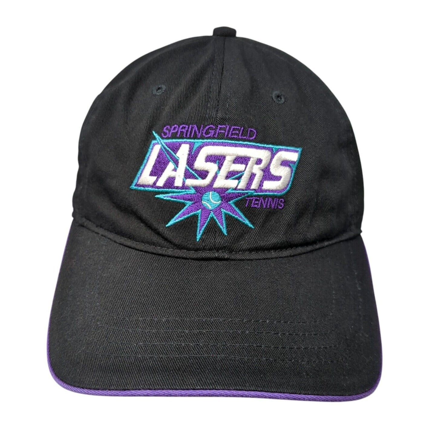 Springfield Lasers Tennis Slideback Hat Black One Size Adjustable Embroidered