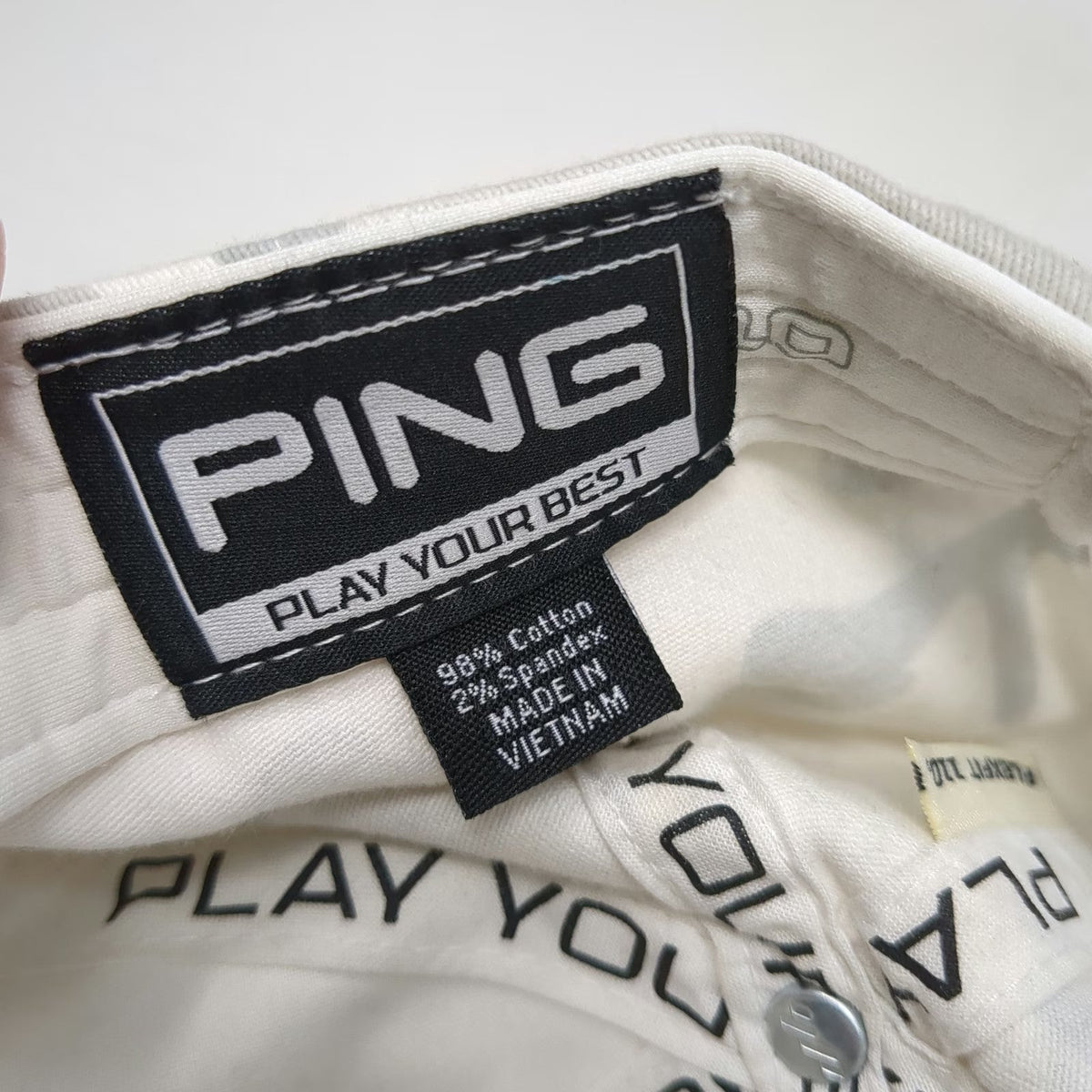 Ping Baseball Cap White Camo One Size Slideback Golf Play Your Best Patch Hat
