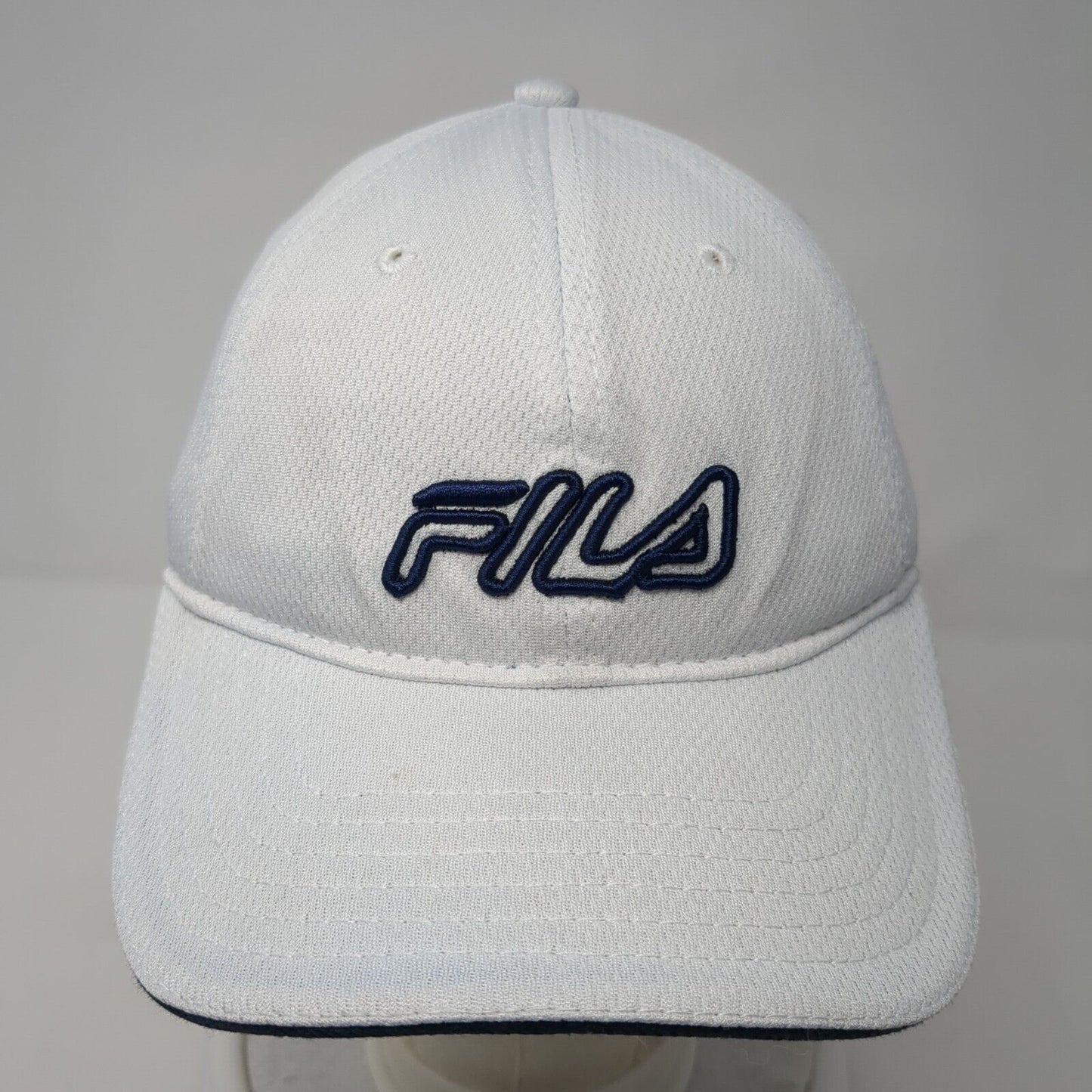 FILA Strapback Hat White One Size Adjustable Embroidered 6 Panel Polyester