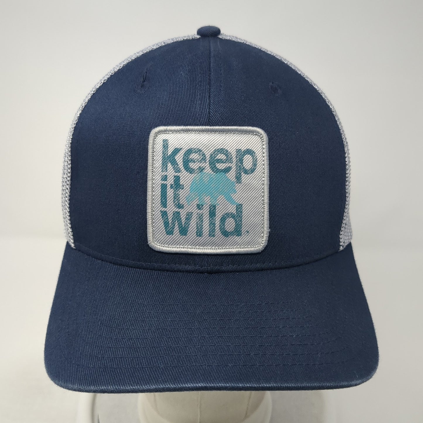 Keep It Wild Fitted Mesh Back Trucker Hat Blue XL Colorblock Columbia