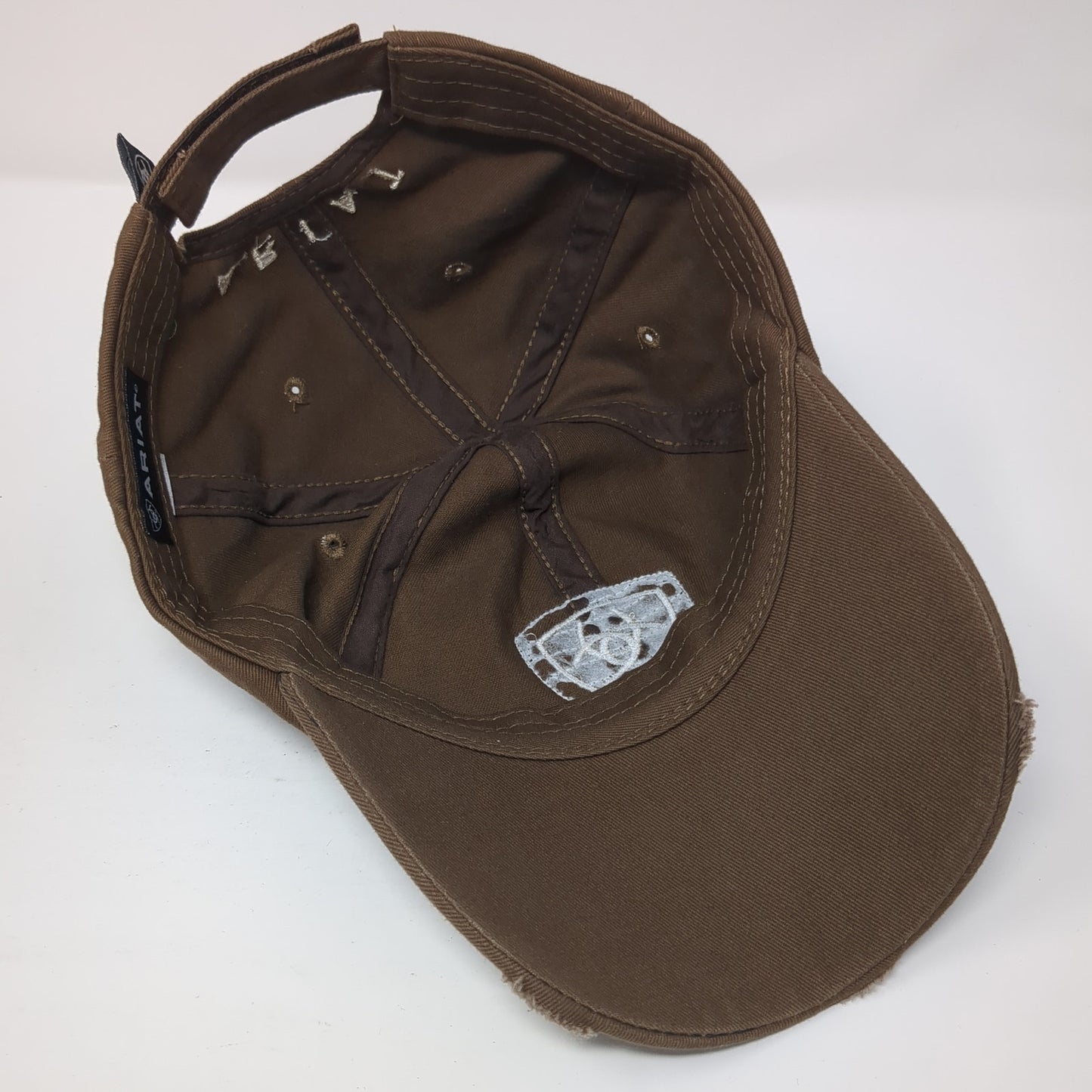 Ariat Strapback Baseball Cap Brown One Size Adjustable Distressed Lace Trim