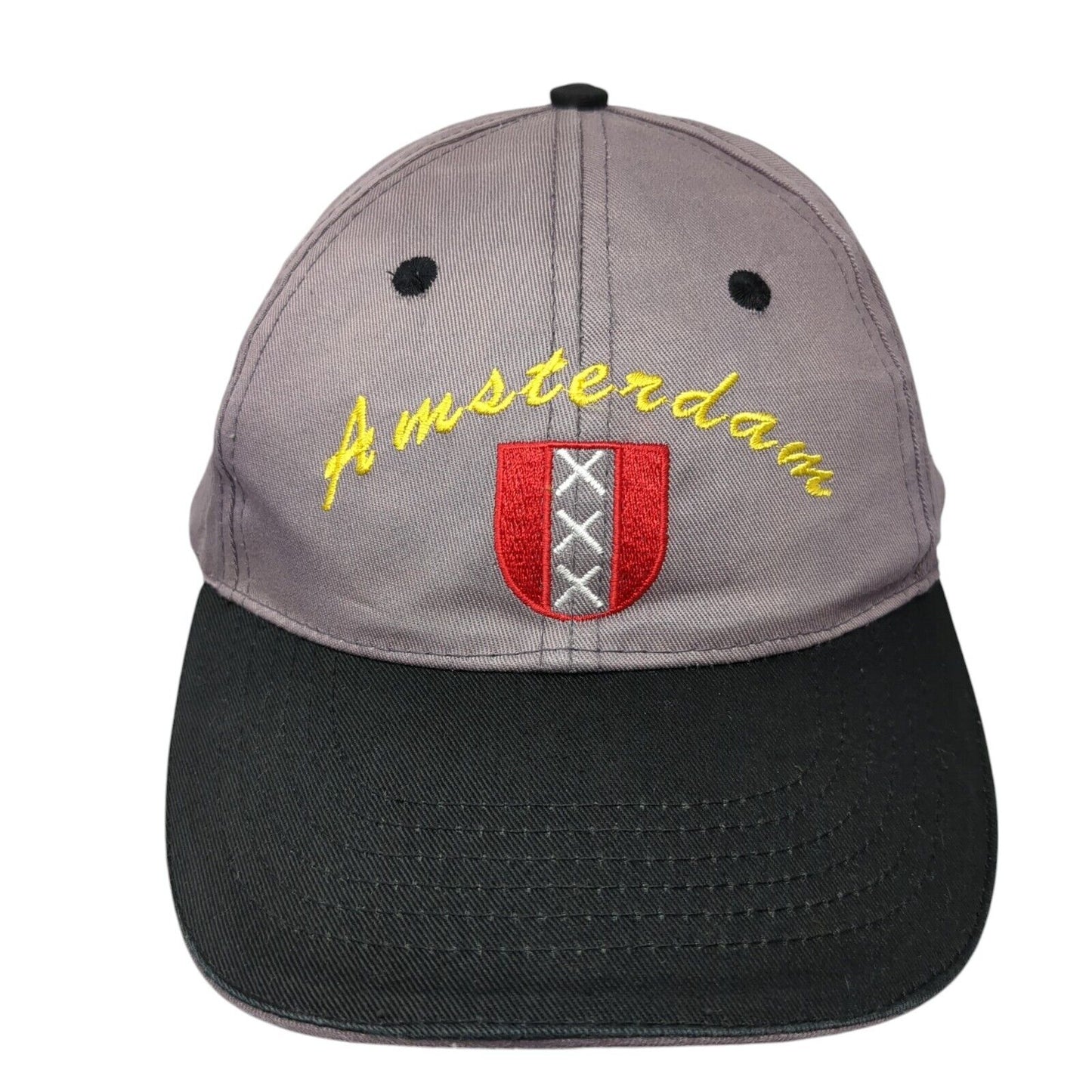 Amsterdam Holland Slideback Hat Gray Size 59cm Adjustable Embroidered Cotton