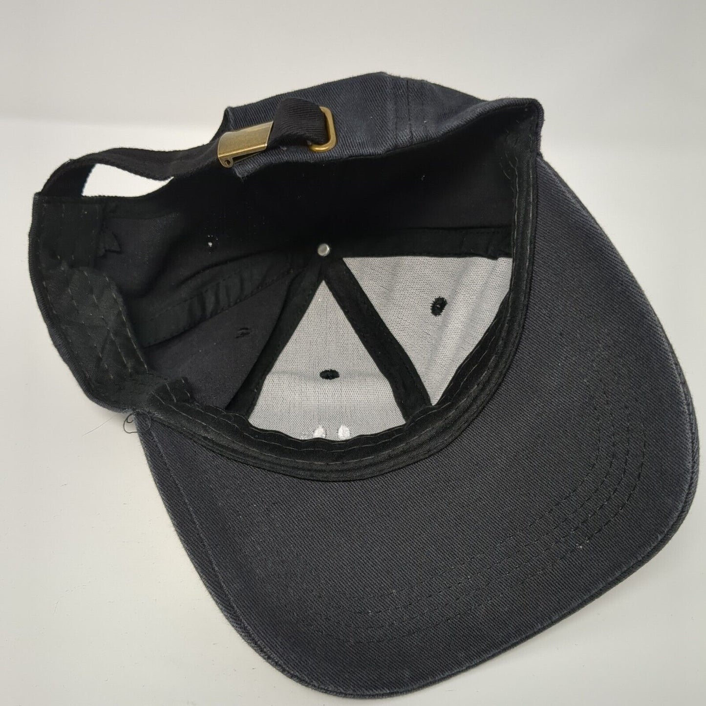 Smiley Slideback Hat Black One Size Adjustable Embroidered Vented Holes 6 Panel