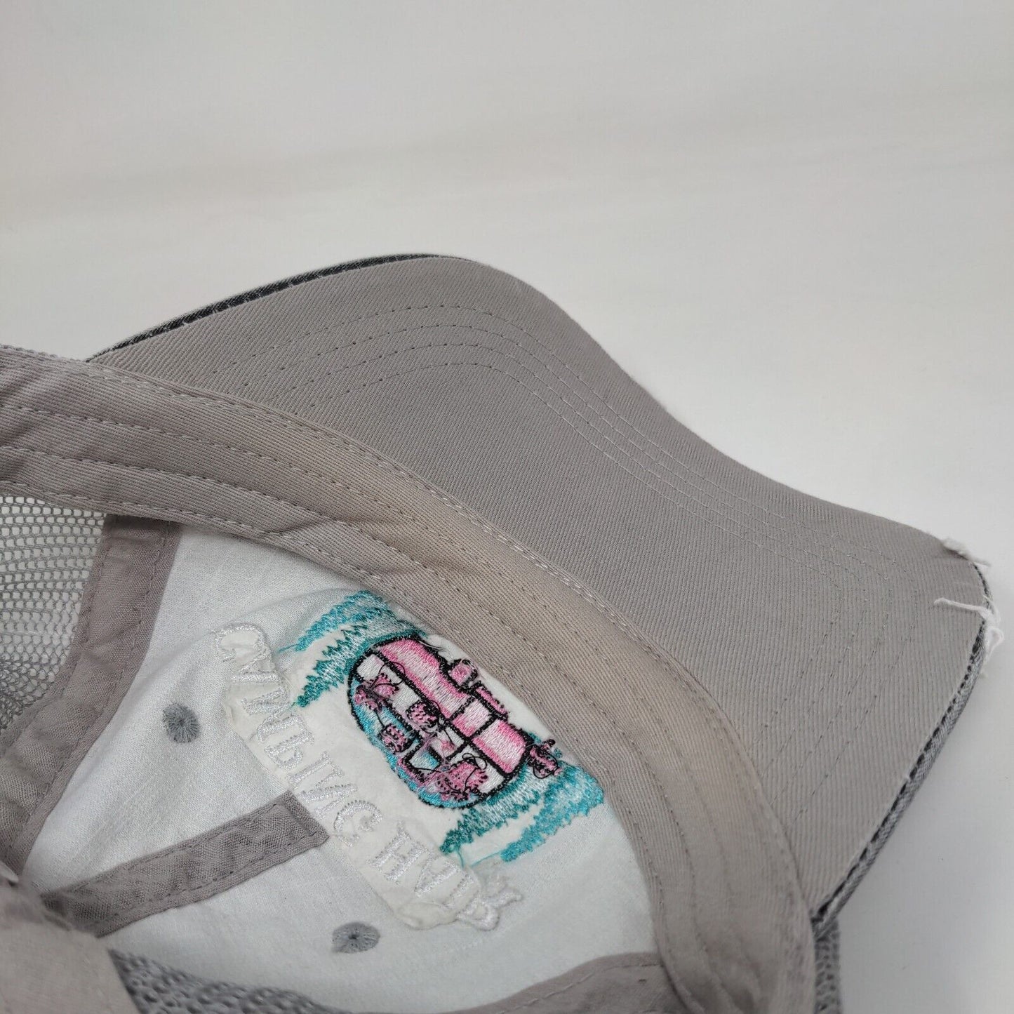 Camping Hair Don't Care Strapback Trucker Hat Gray One Size Katydid