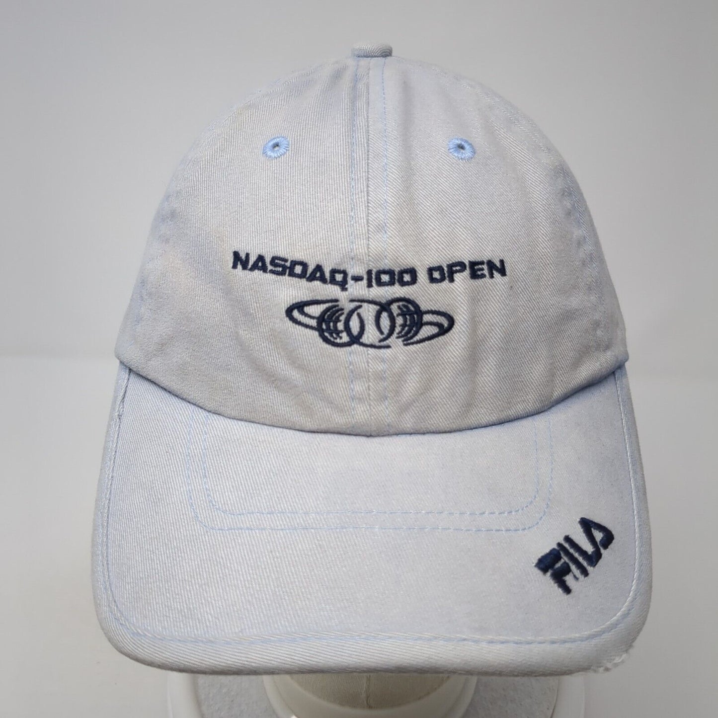 Nasdaq-100 Open Slideback Baseball Cap Blue One Size Adjustable Embroidered FILA