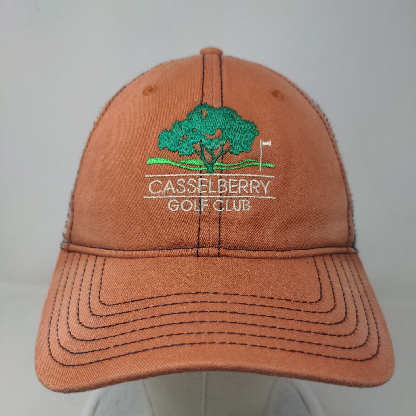 Casselberry Golf Club Snapback Hat Orangish Brown OSFM Embroidered Mesh Back