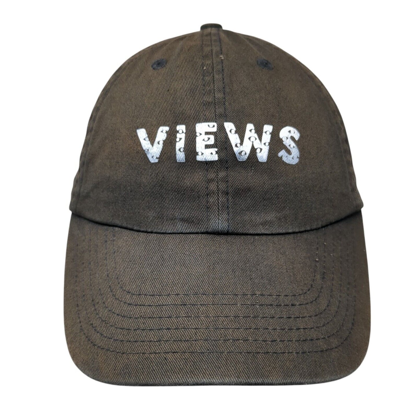 Views Slideback Hat Black One Size Adjustable Solid 6 Panel Vent Holes