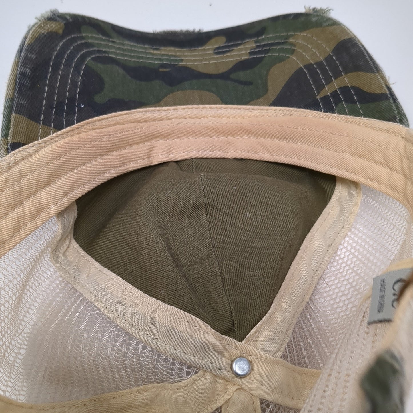 C.C Exclusives Strapback Trucker Hat Multi Camo One Size Ponytail