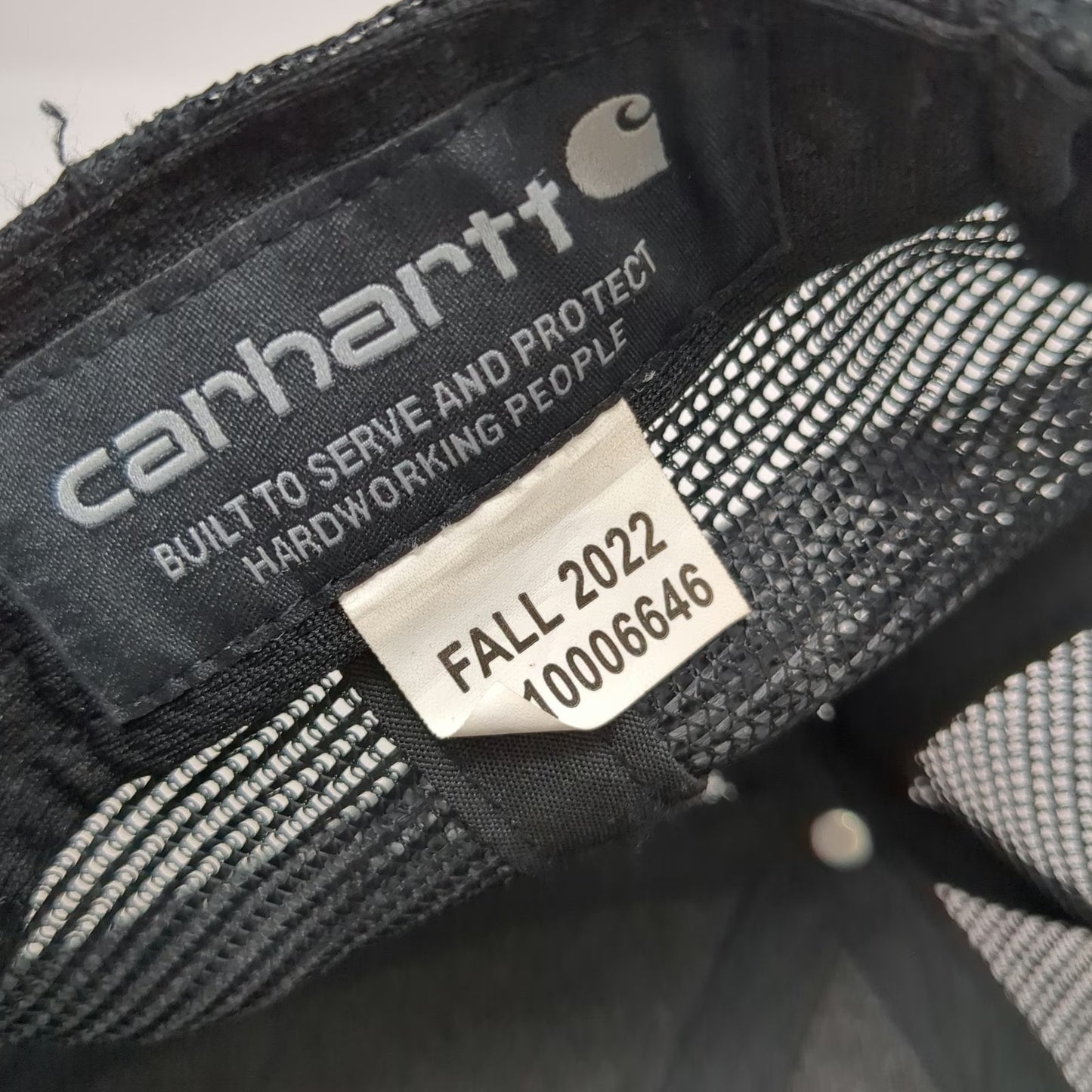 Carhartt Trucker Hat Black One Size Mesh Snapback Force Sweatband Logo Work Cap