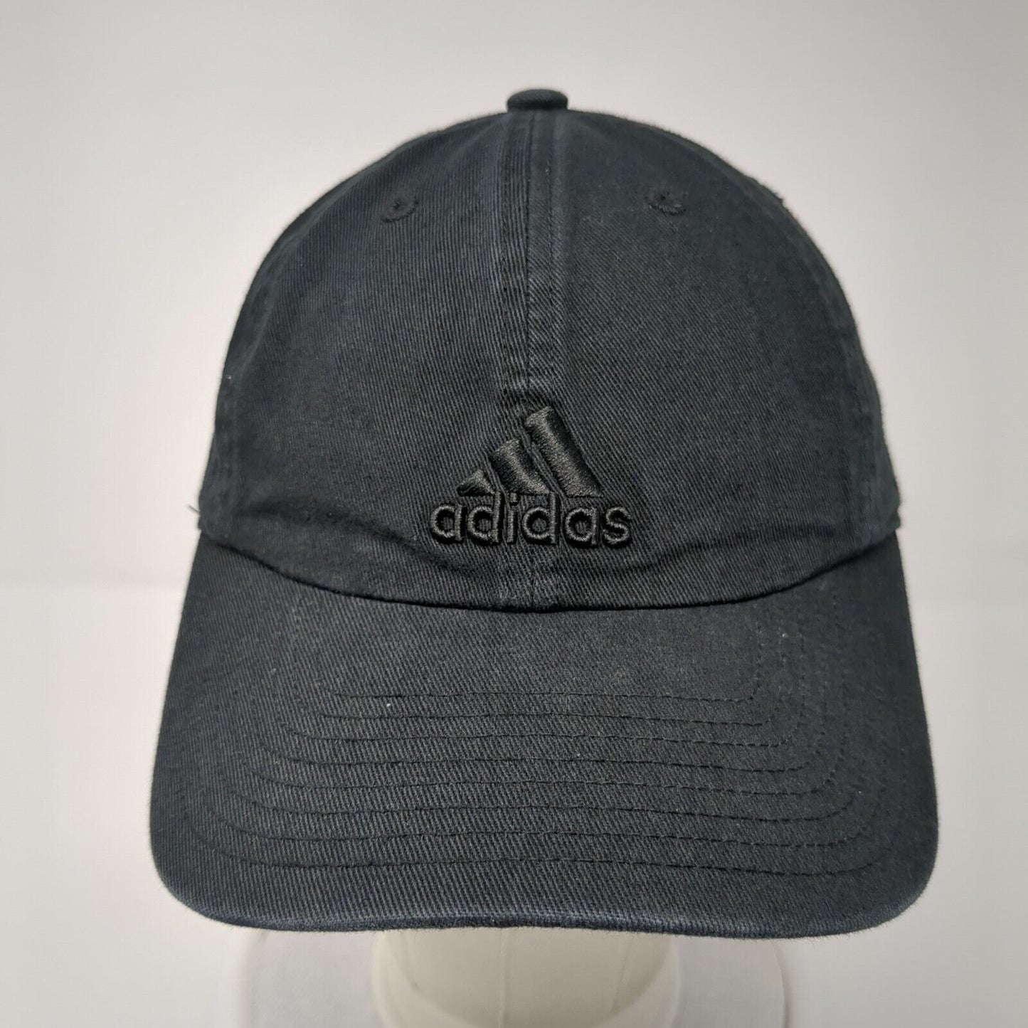 Adidas Slideback Hat Black One Size Adjustable Embroidered Vented Holes 6 Panel