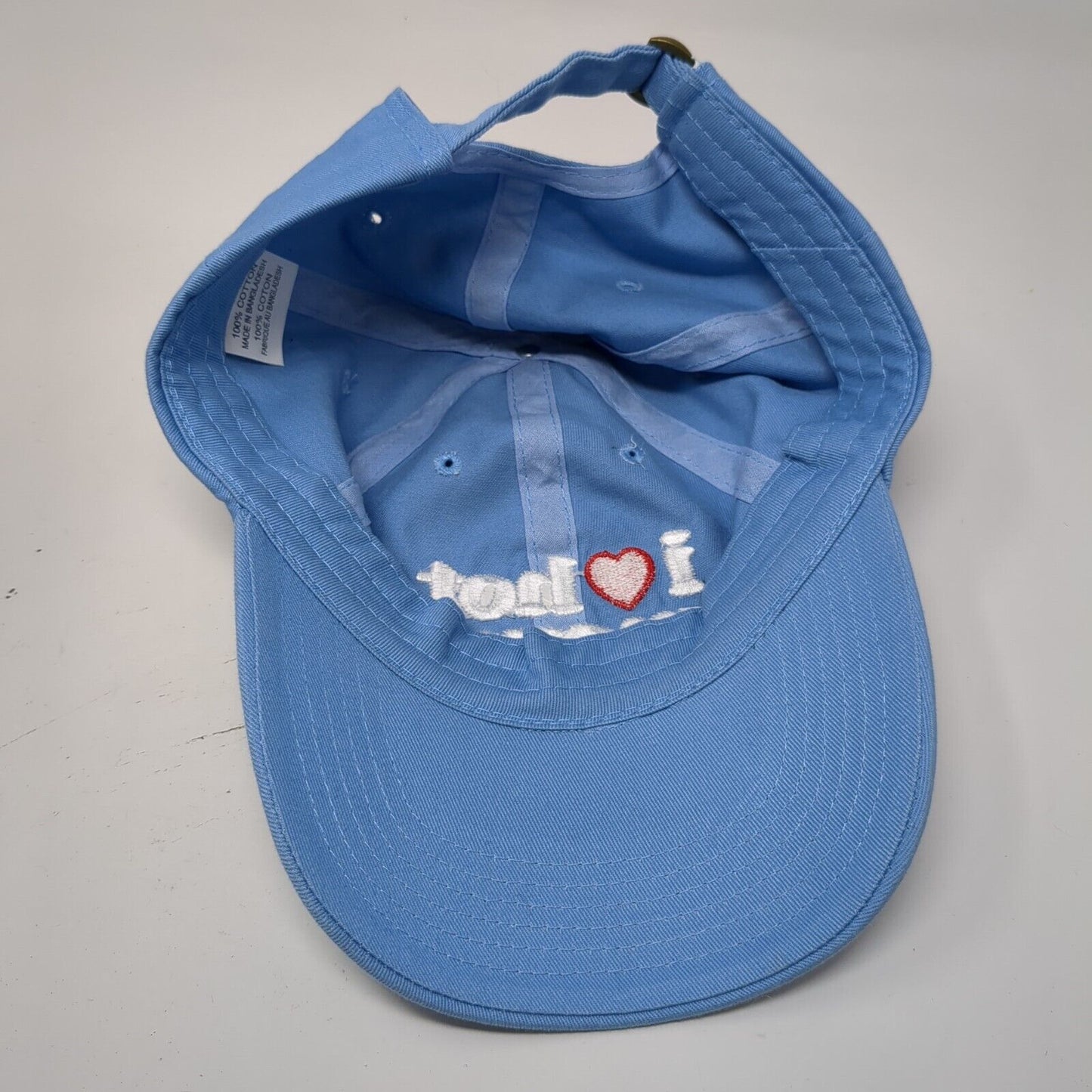 I Love Hot Moms Slideback Hat Blue One Size Adjustable Embroidered