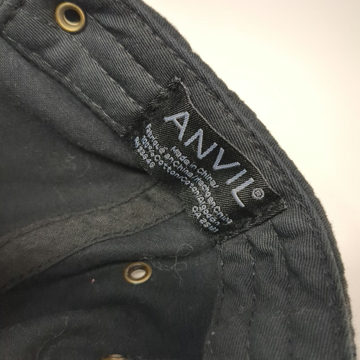 Anvil Baseball Cap Black One Size Solid Cotton Slideback Buckle Blank Hat