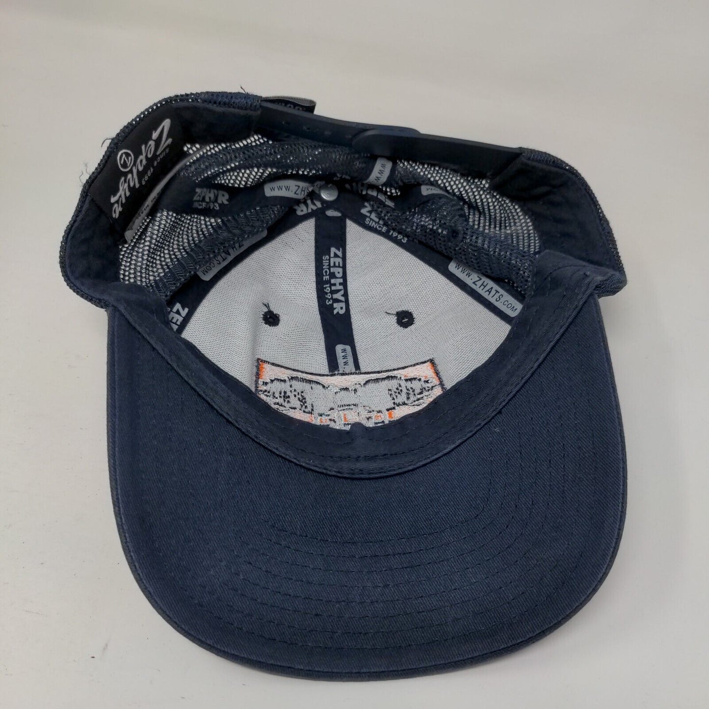 Auburn Snapback Mesh Back Trucker Hat Blue One Size Embroidered Zephyr