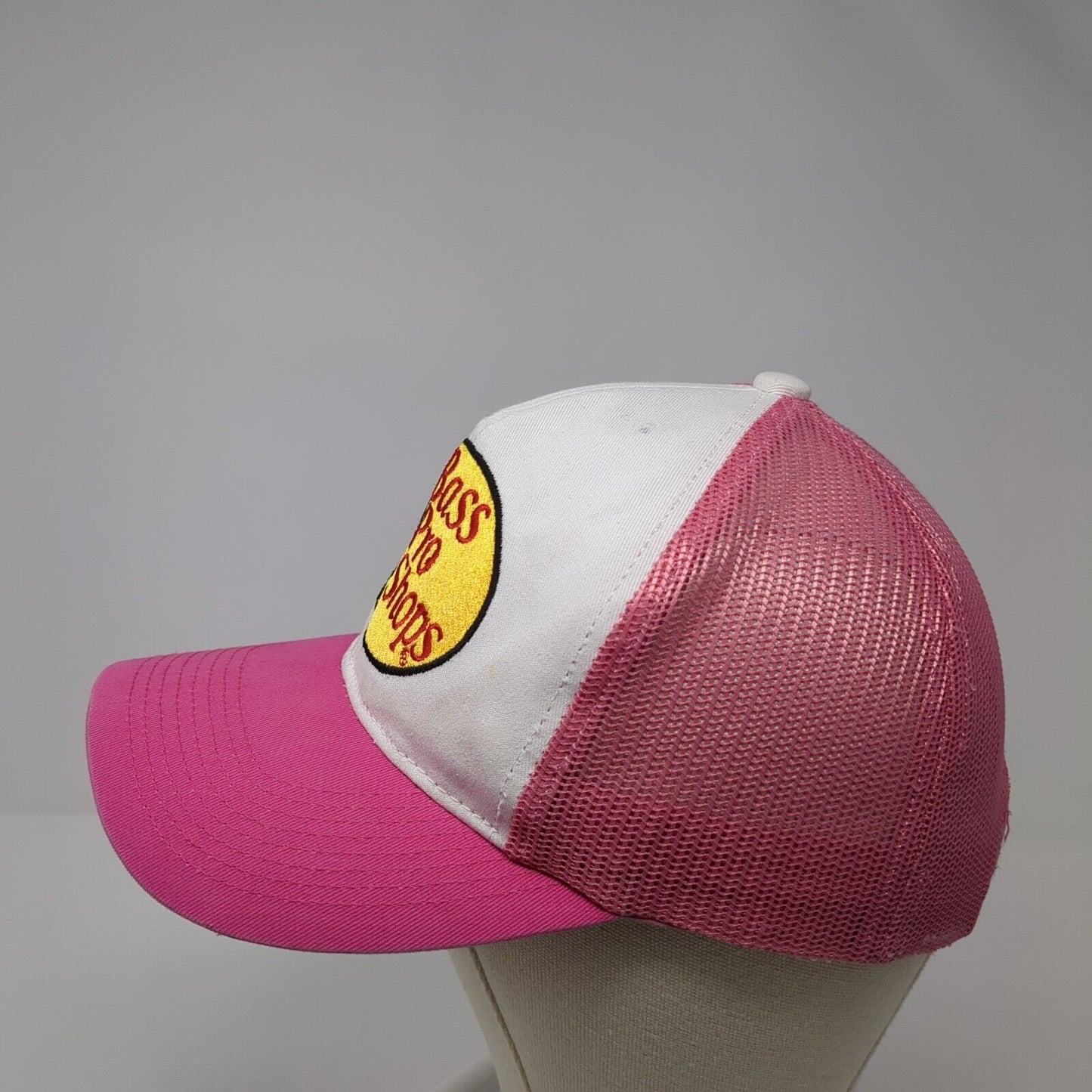 Bass Pro Shops Snapback Trucker Hat Pink OS Adjustable Mesh Back Gone Fishing