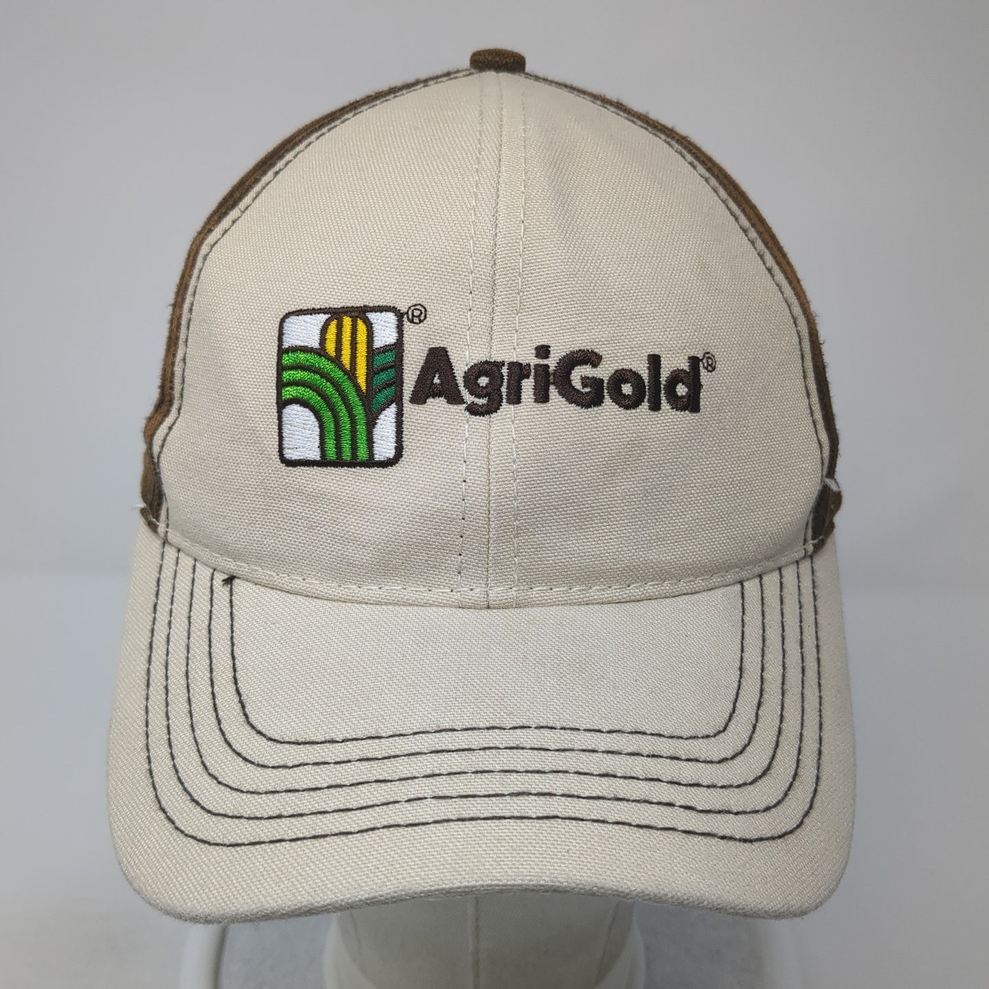 AgriGold Strapback Baseball Cap Brown One Size Adjustable Embroidered 6 Panel
