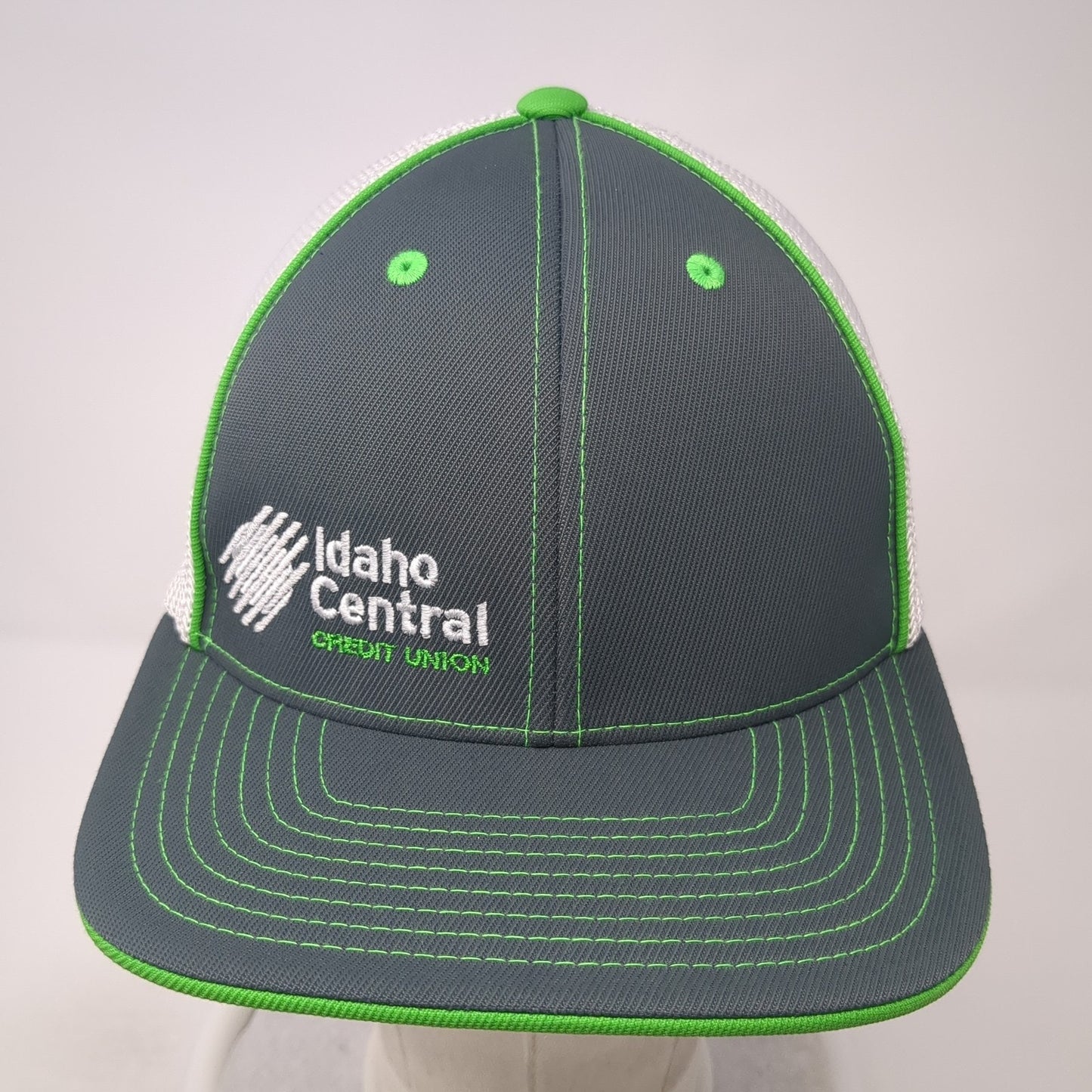 Idaho Central Credit Union Fitted Mesh Back Trucker Hat Gray 7 3/8 Flexfit