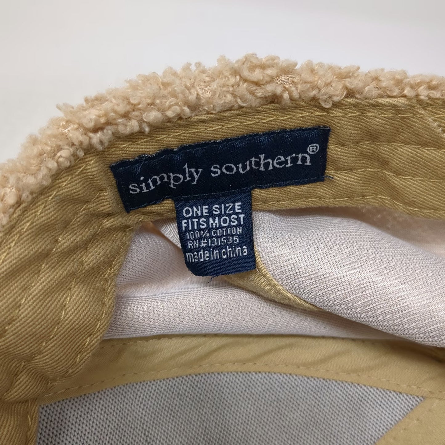 Simply Southern Baseball Cap Beige One Size Sherpa Fleece Glitter Slideback Hat