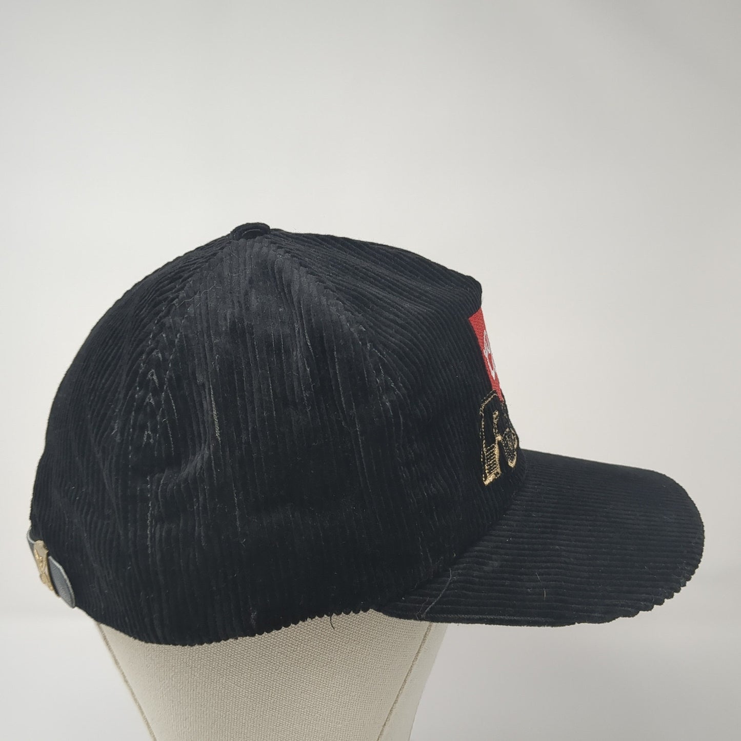 Coors Rodeo Slideback Hat Black One Size Solid Leather Strap Corduroy