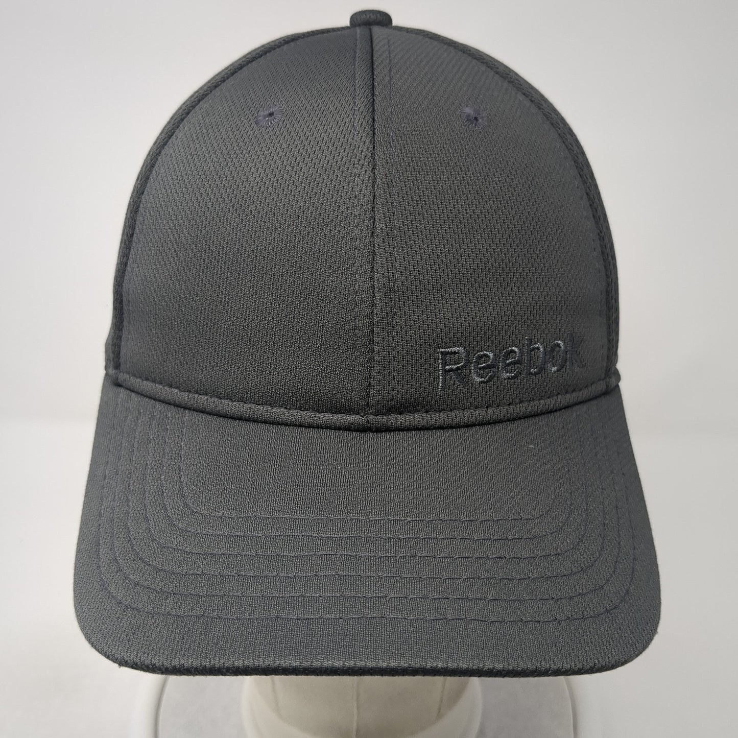 Reebok Fitted Hat Gray Large Embroidered Stretch Solid Vent Holes