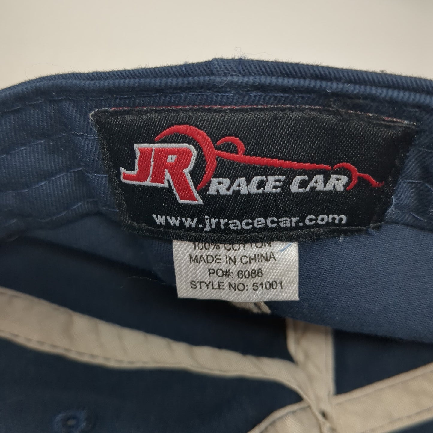 JR Race Car Strapback Hat Blue One Size Adjustable Embroidered 6 Panel