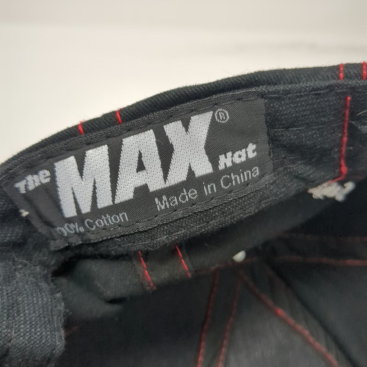 The MAX Hat Baseball Cap Black One Size Bottom Line Equipment Red Stitching hat