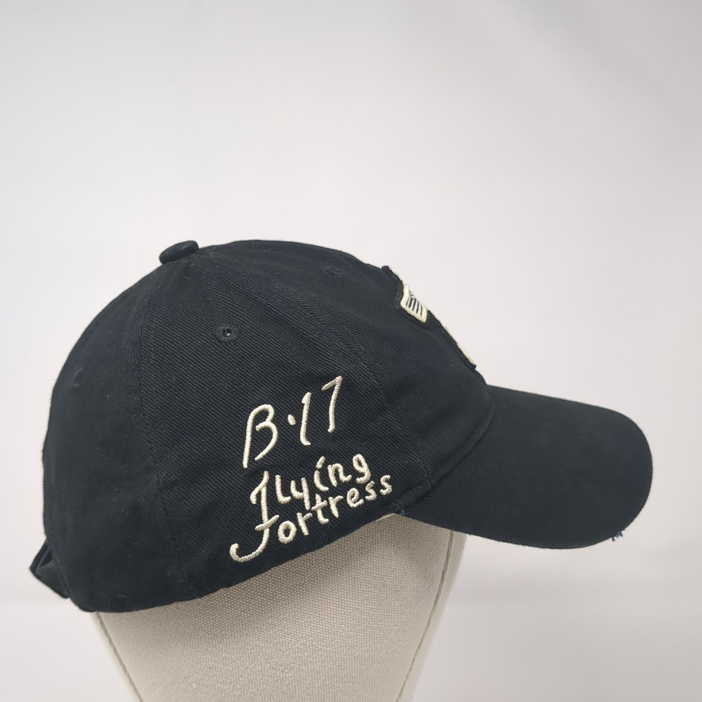 Boeing B17 Flying Fortress Strapback Baseball Cap Black OS Adjustable Red Canoe