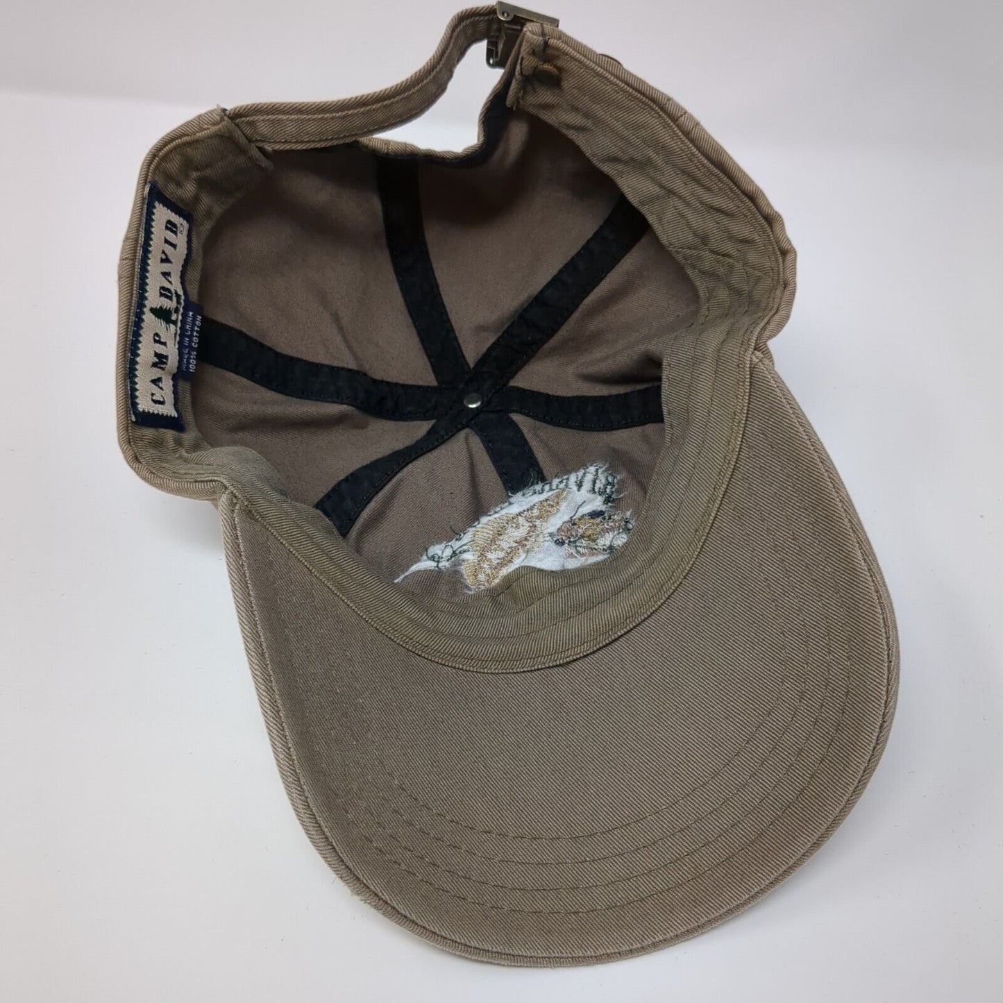 Rivers Edge Slideback Hat Tan One Size Adjustable Embroidered Camp David