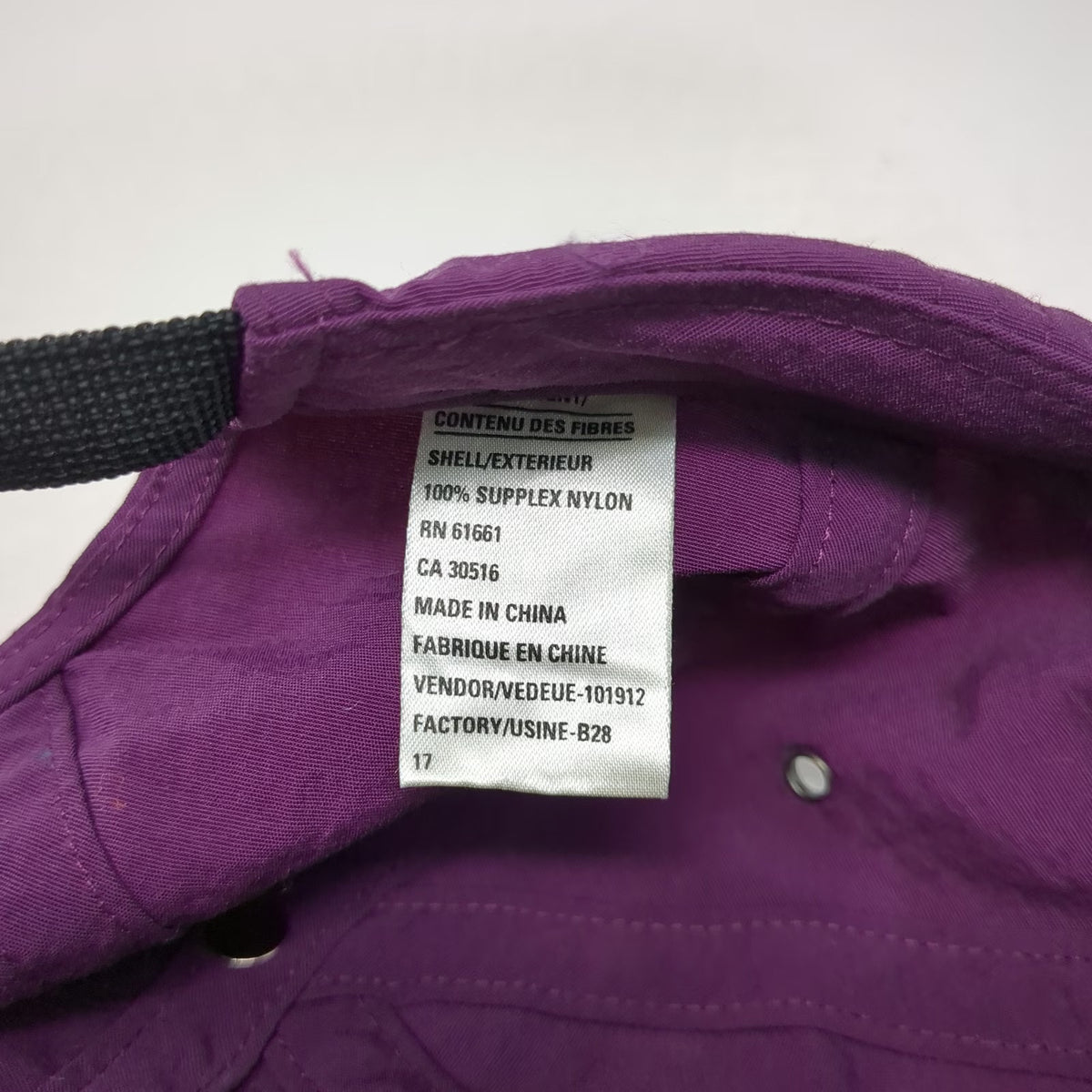 The North Face Baseball Cap Purple Supplex Nylon Slideback Hiking Hat Vintage