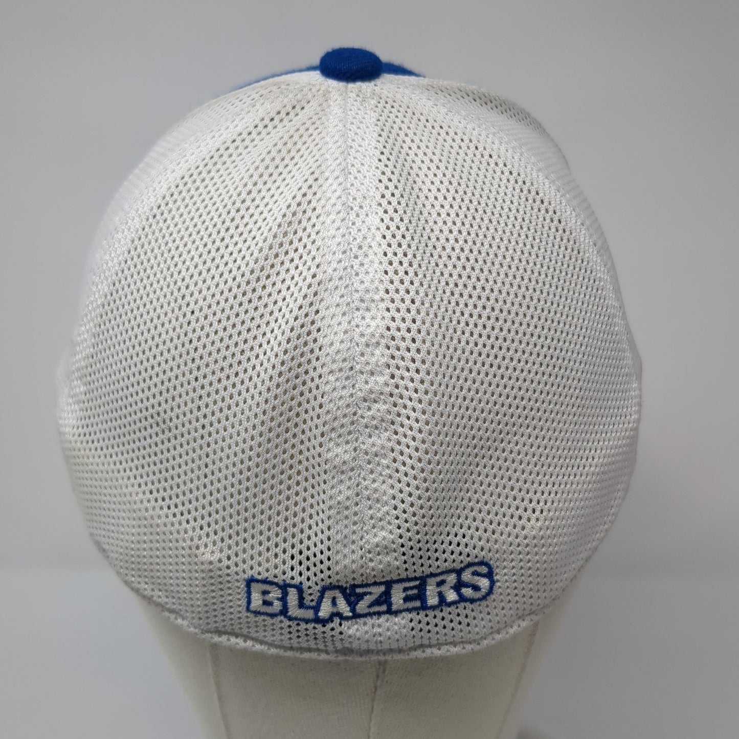 Blazers Fitted Mesh Back Trucker Hat Blue Medium Embroidered Logo Legacy