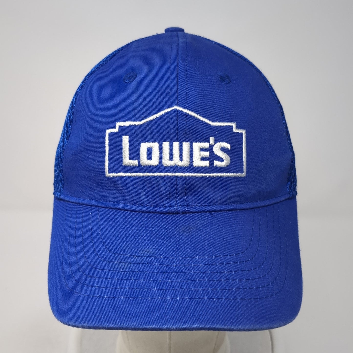 Lowe's Logo Strapback Hat Solid Blue One Size Adjustable Embroidered