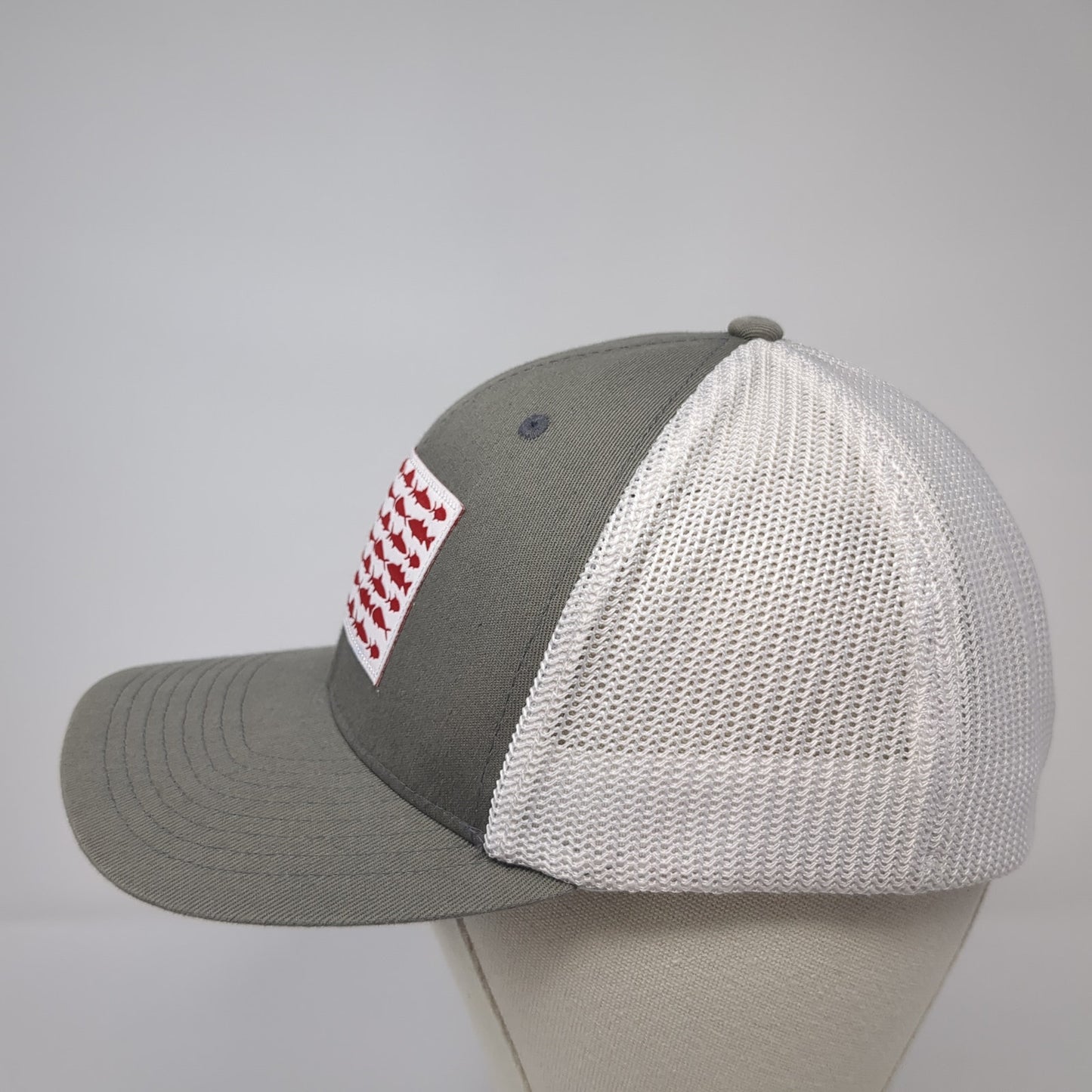 Columbia PFG Fish Flag Fitted Trucker Hat Gray One Size Mesh Back Patriotic