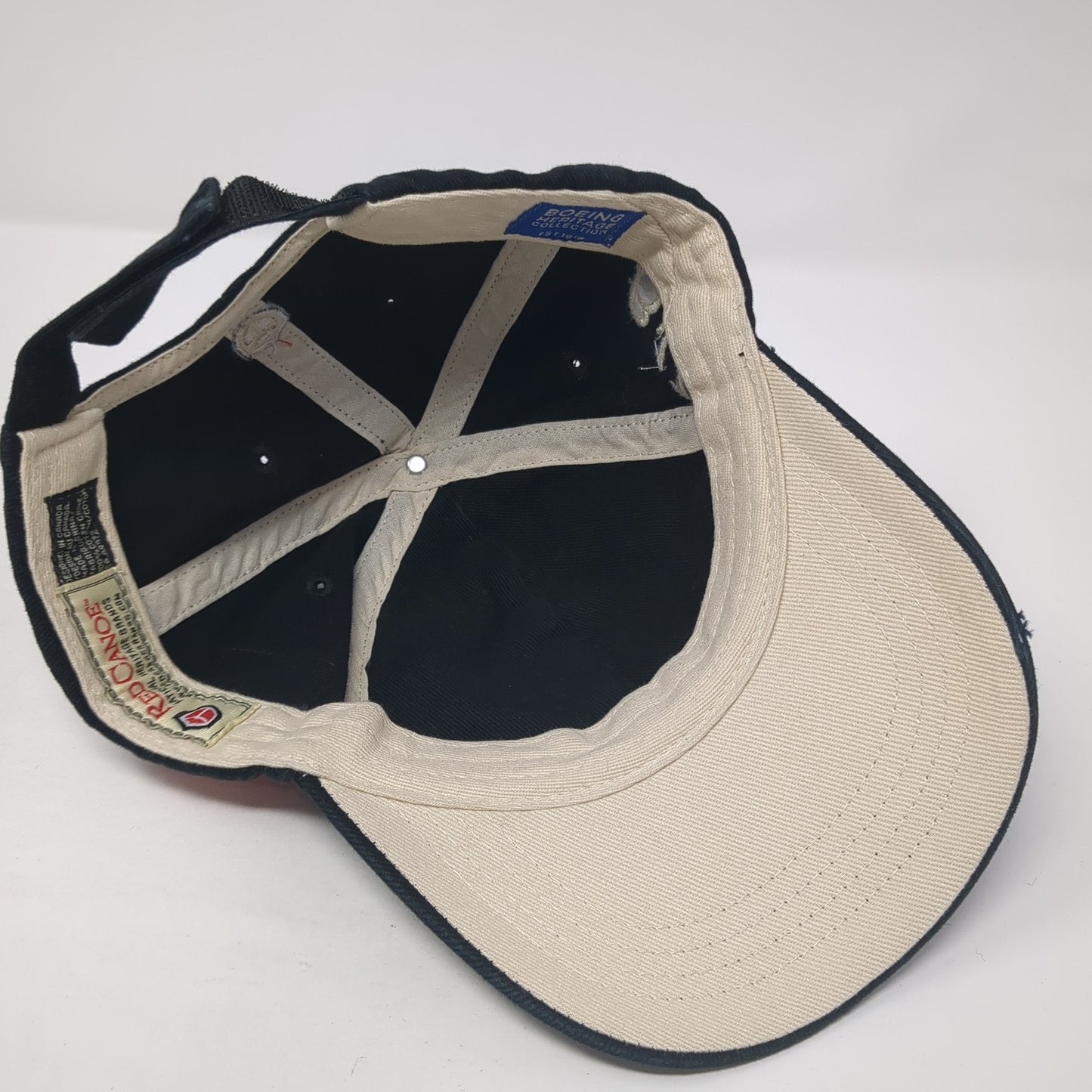 Boeing B17 Flying Fortress Strapback Baseball Cap Black OS Adjustable Red Canoe