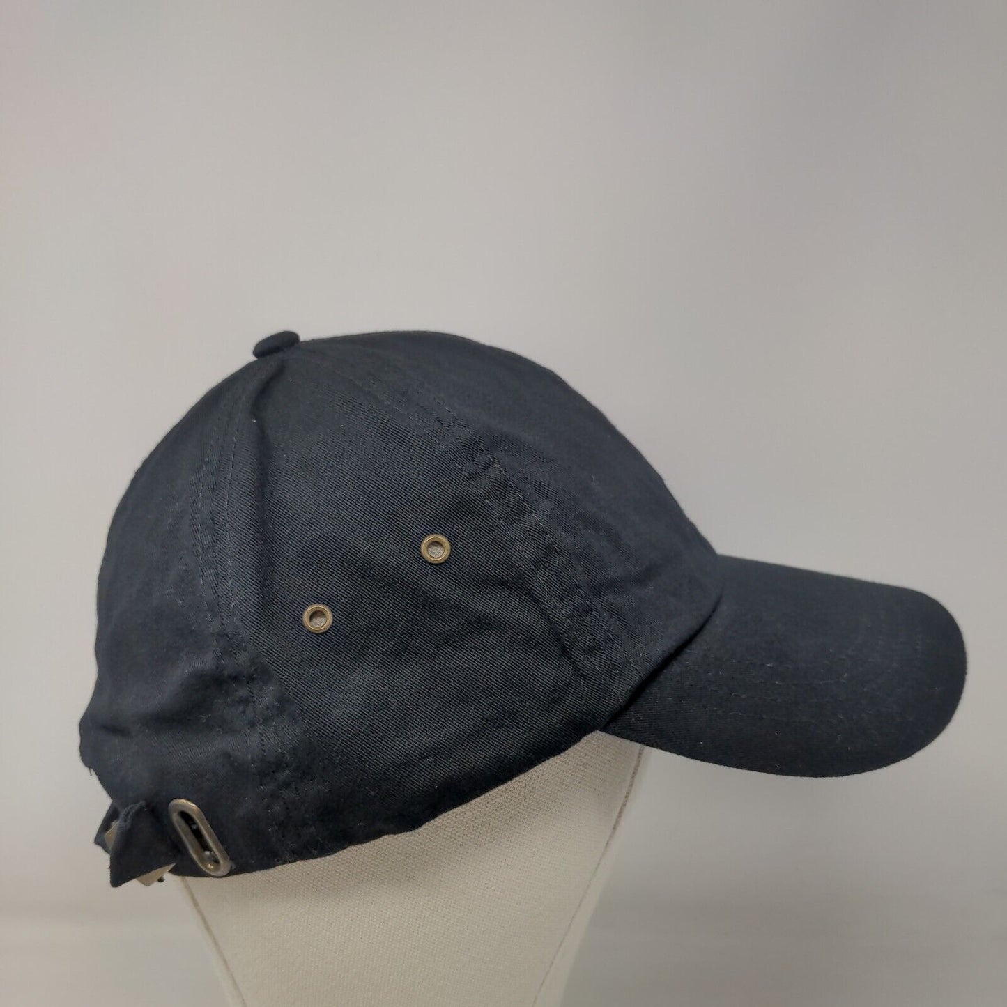 Anvil Slideback Hat Black One Size Adjustable Vented Holes 6 Panel Blank