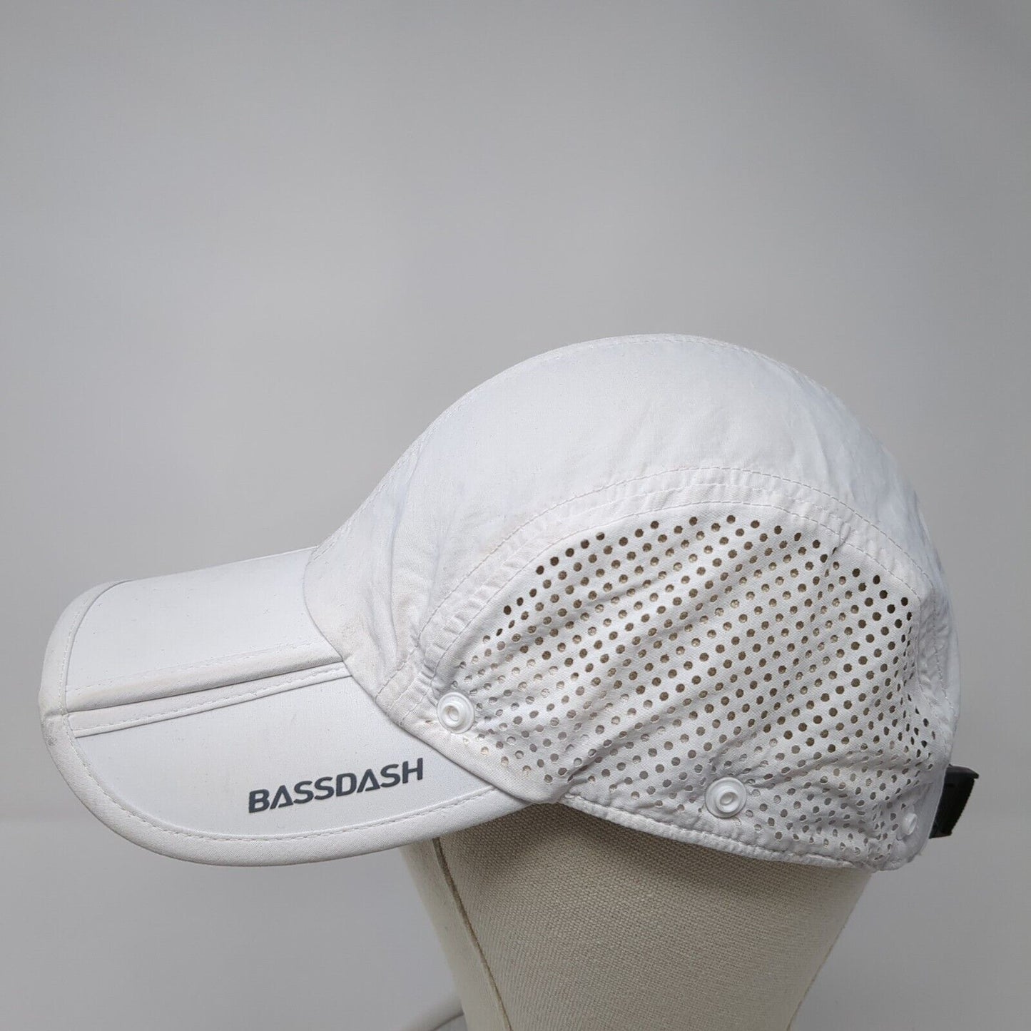 Bassdash Strapback Hat White One Size Adjustable Laser Cut Perforated
