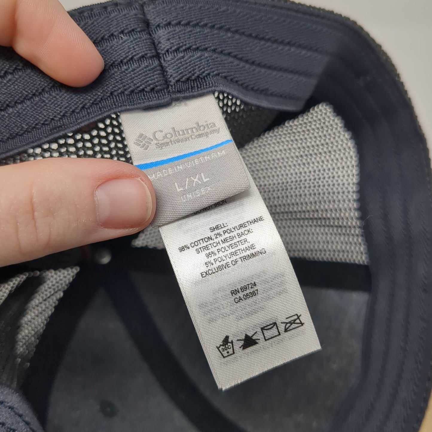 Columbia Tree Flag Fitted Trucker Hat Gray XL Lightweight Patriotic Mesh Back