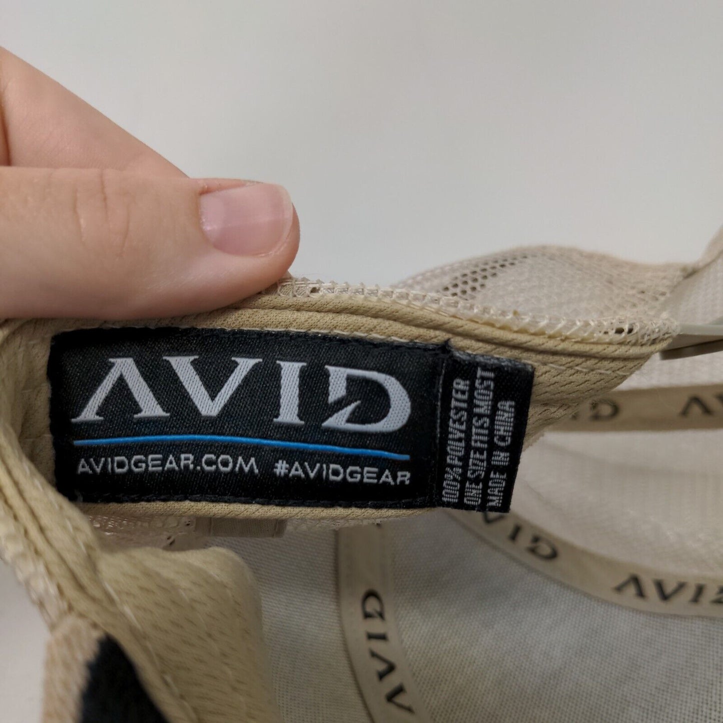 Avid Snapback Trucker Hat Tan OSFM Adjustable Mesh Back 6 Panel Polyester