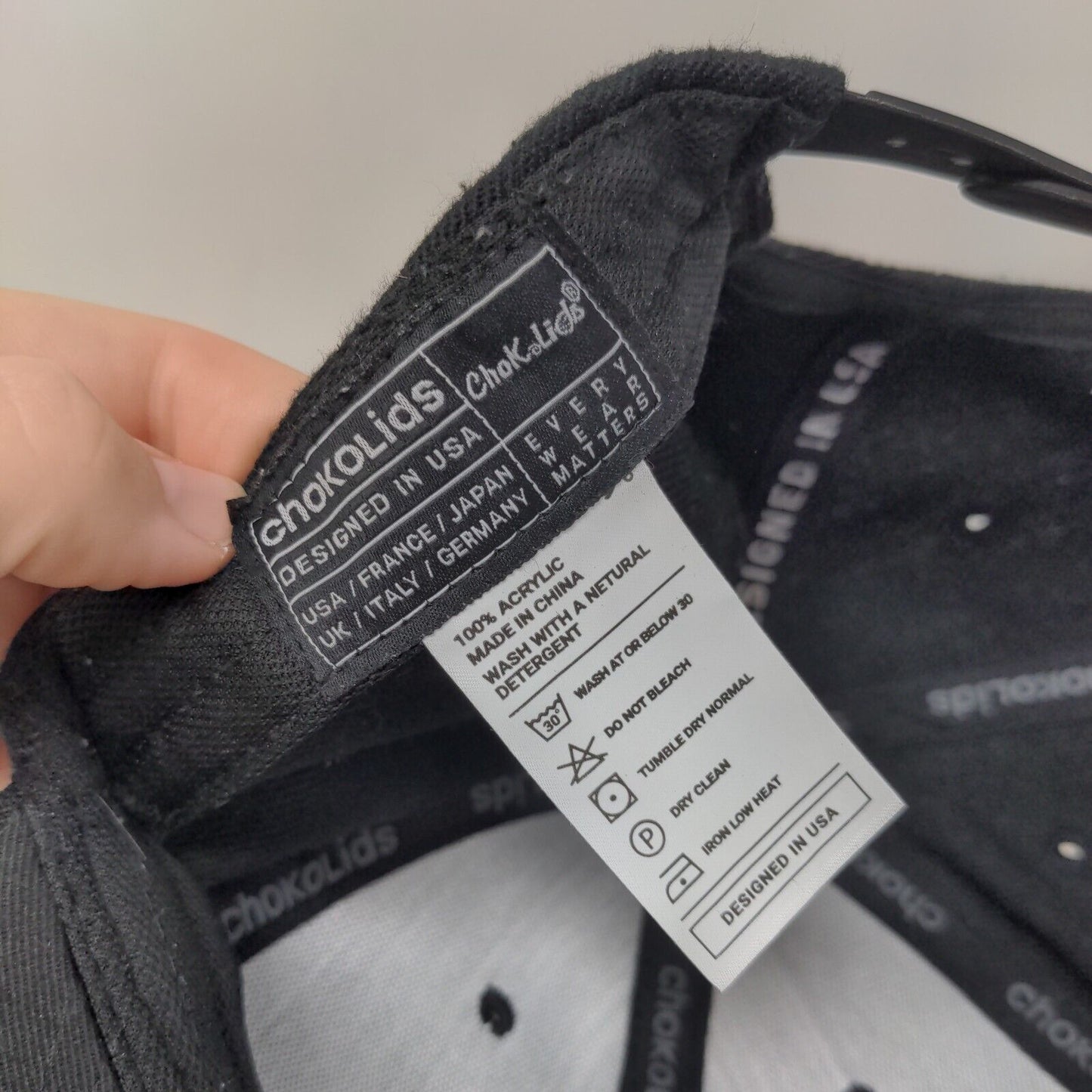 ChoKoLids Snapback Hat Black One Size Adjustable Solid 6 Panel Blank