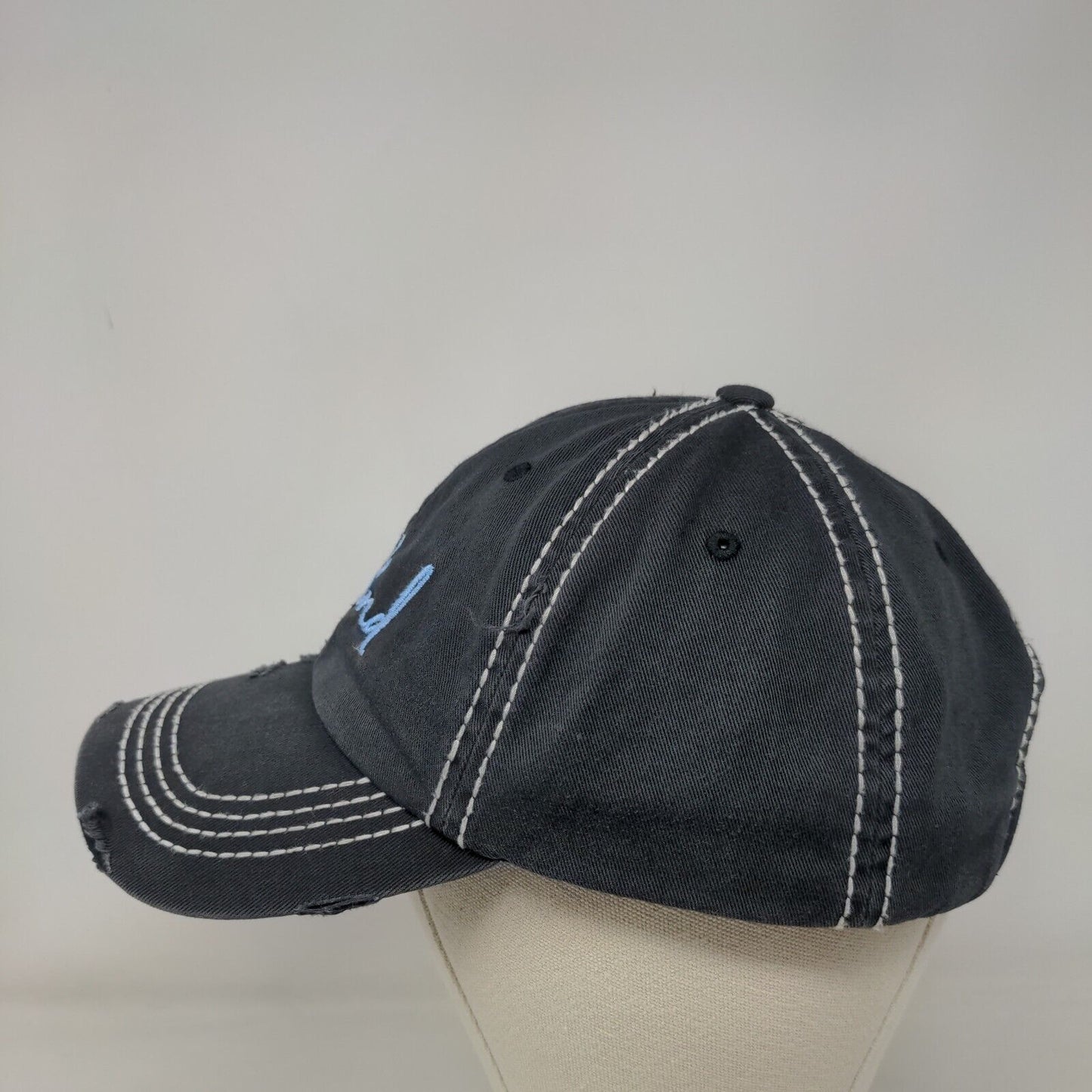 Be Kind Strapback Hat Blue One Size Embroidered 6 Panel Distressed