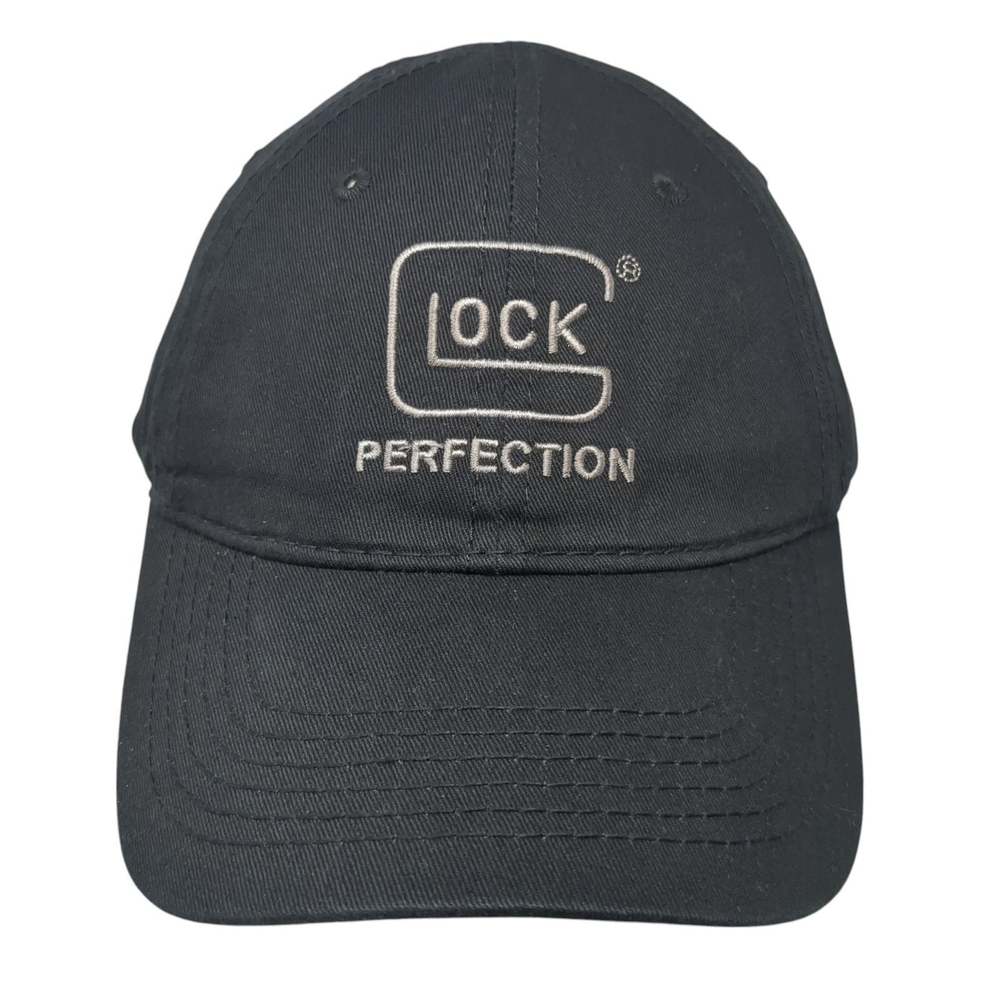 GLOCK Perfection Strapback Hat Black One Size Adjustable Solid 6 Panel