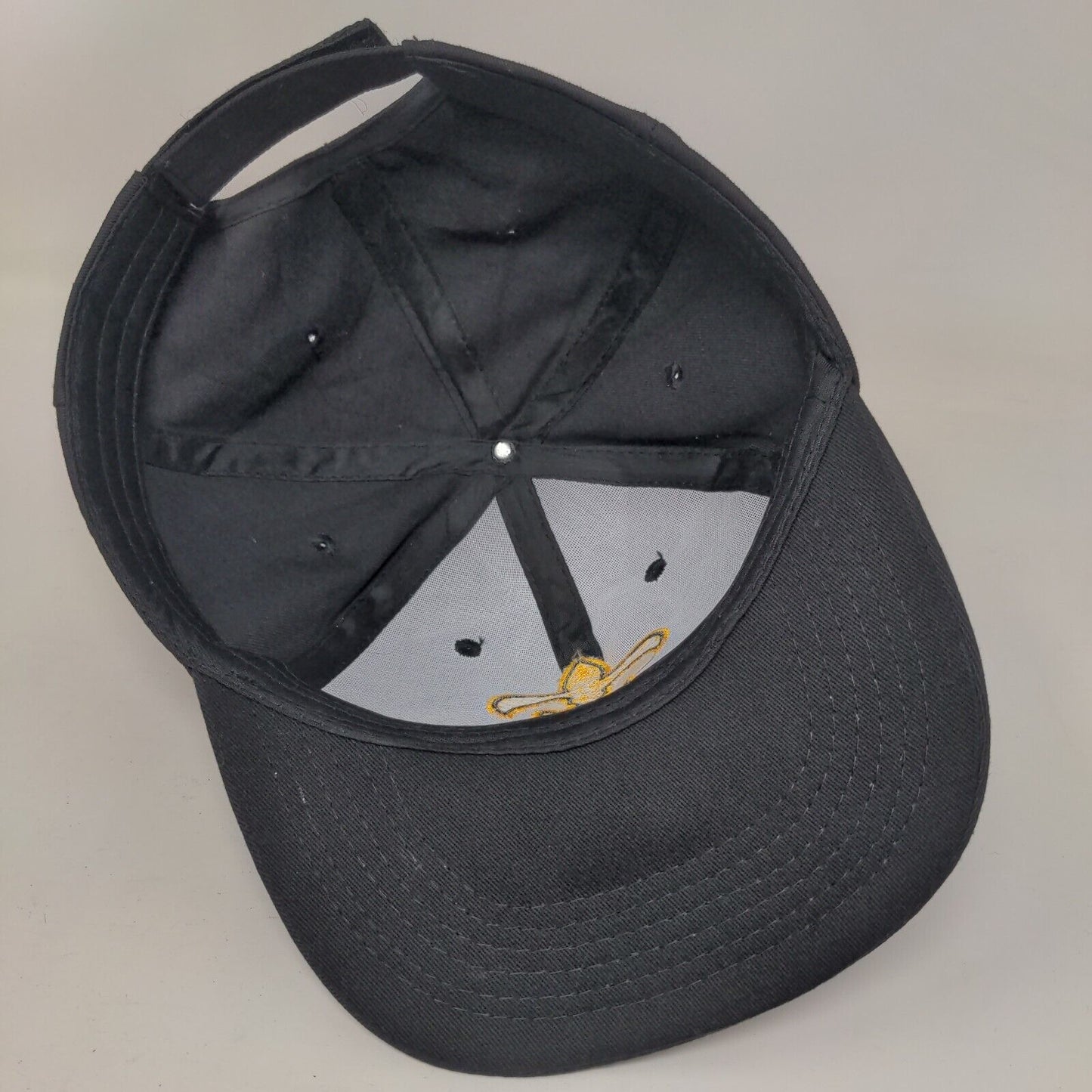 Fleur De Lis Strapback Hat Black One Size Embroidered 6 Panel