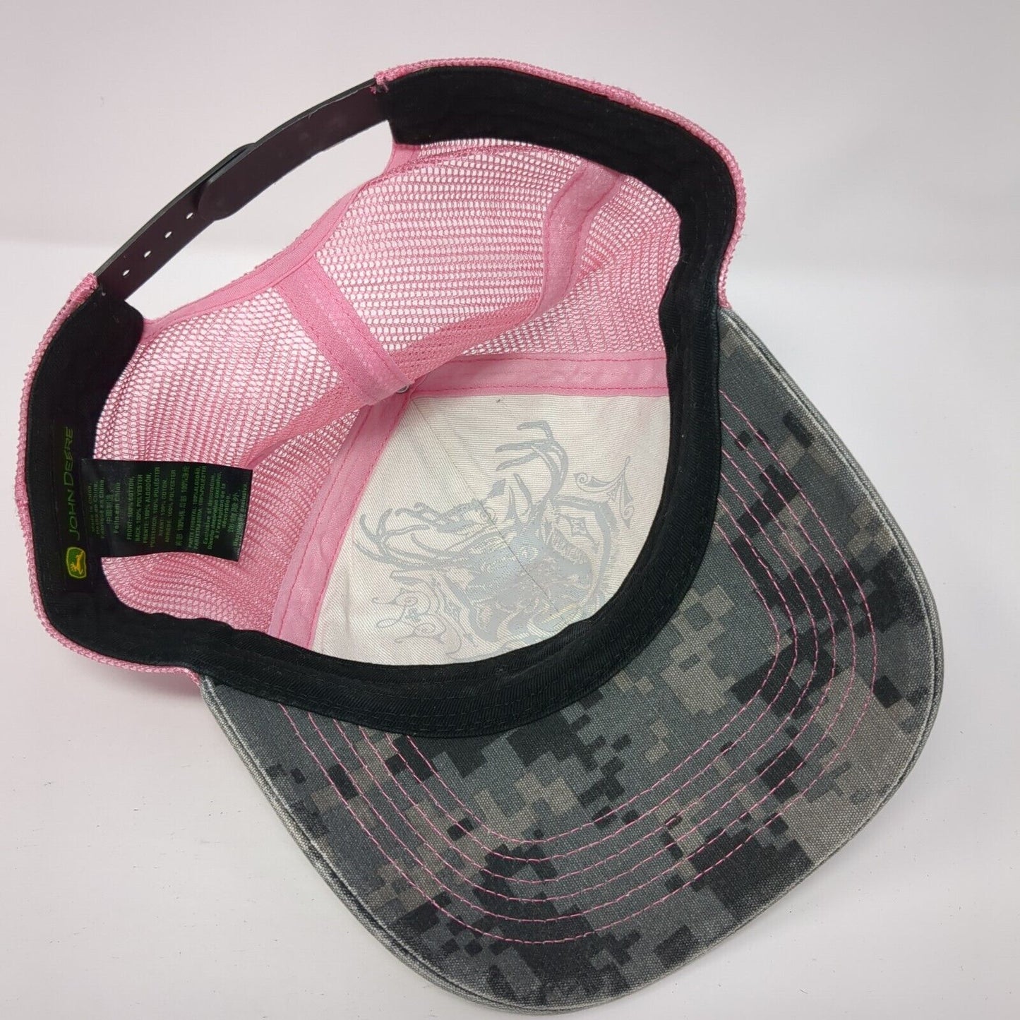 John Deere Snapback Trucker Hat Camouflage OS Adjustable Embroidered Mesh Back