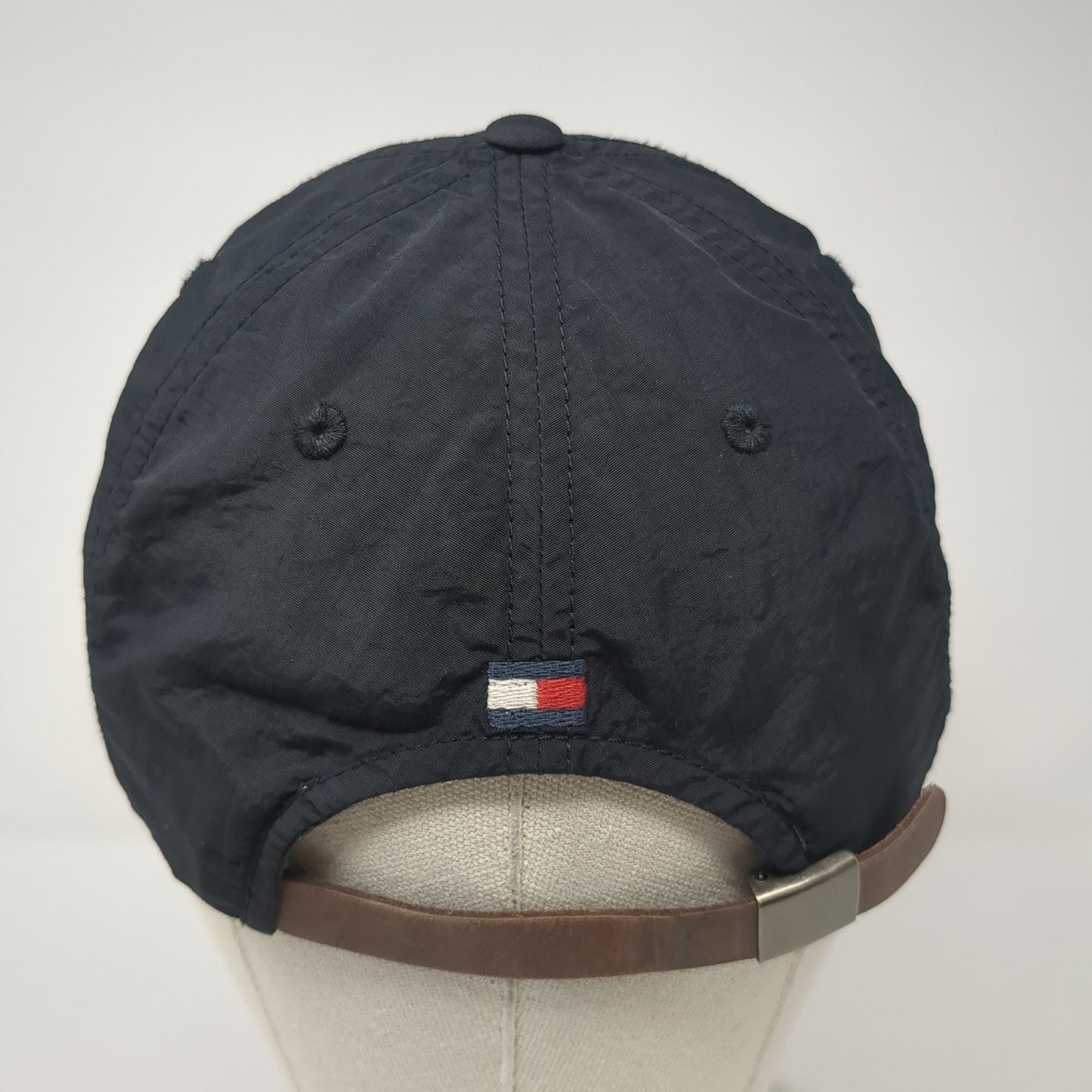 Hilfiger Spell Out Slideback Hat Black One Size Adjustable Leather Strap