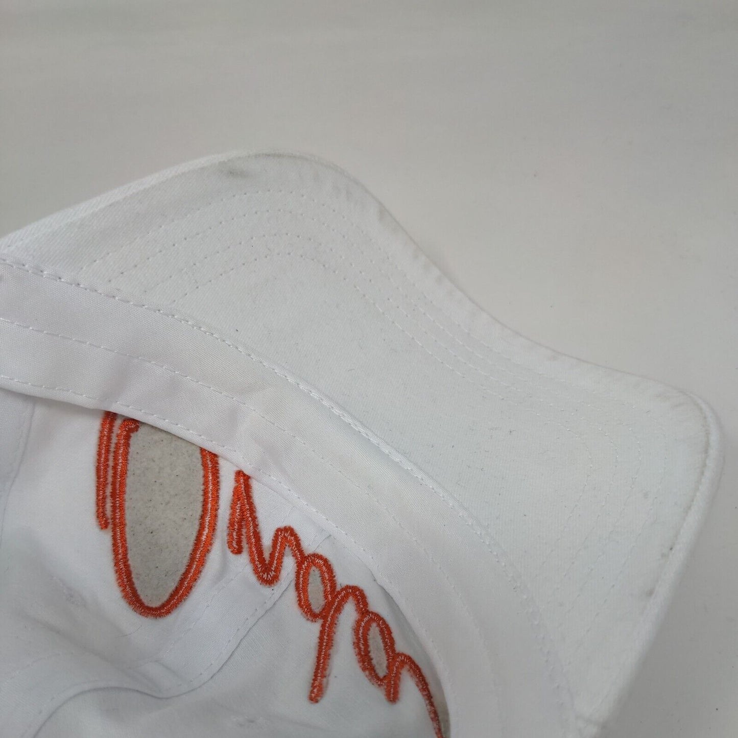 Onda Slideback Hat White OSFM Adjustable Embroidered Vented Holes 6 Panel